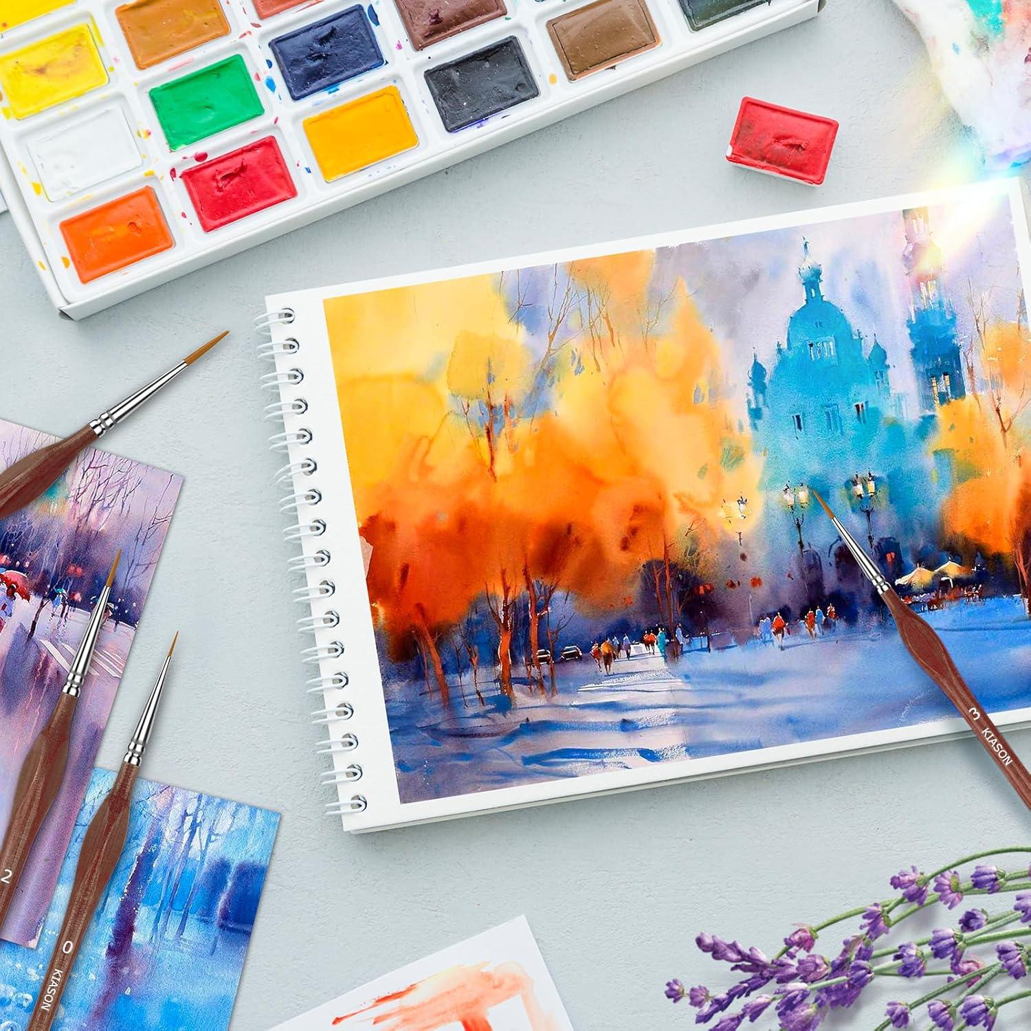 10 Pinceles Miniatura KIASON para Detalles Finos Marrón