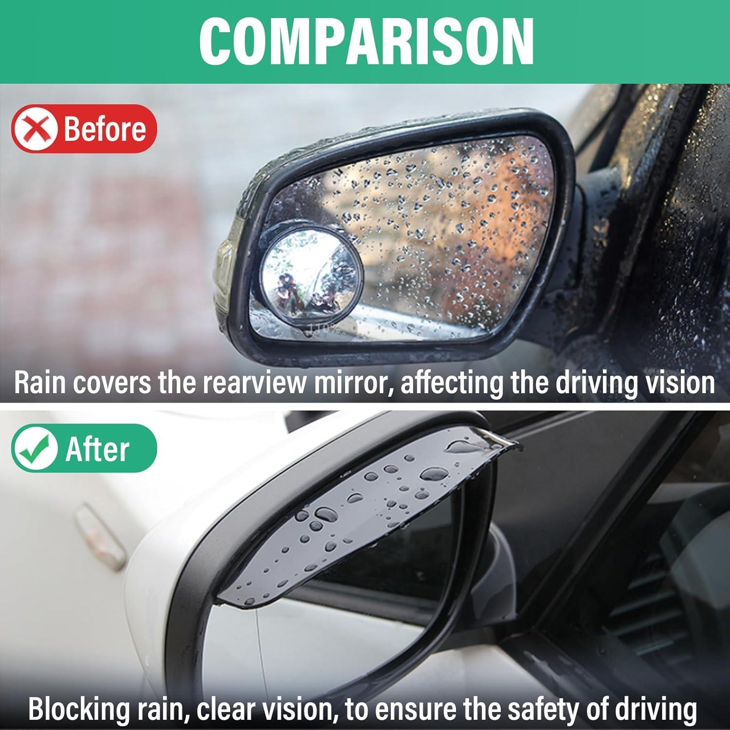 Visera de Lluvia Espejo Kewucn 2 PCS Ajuste Universal Negro