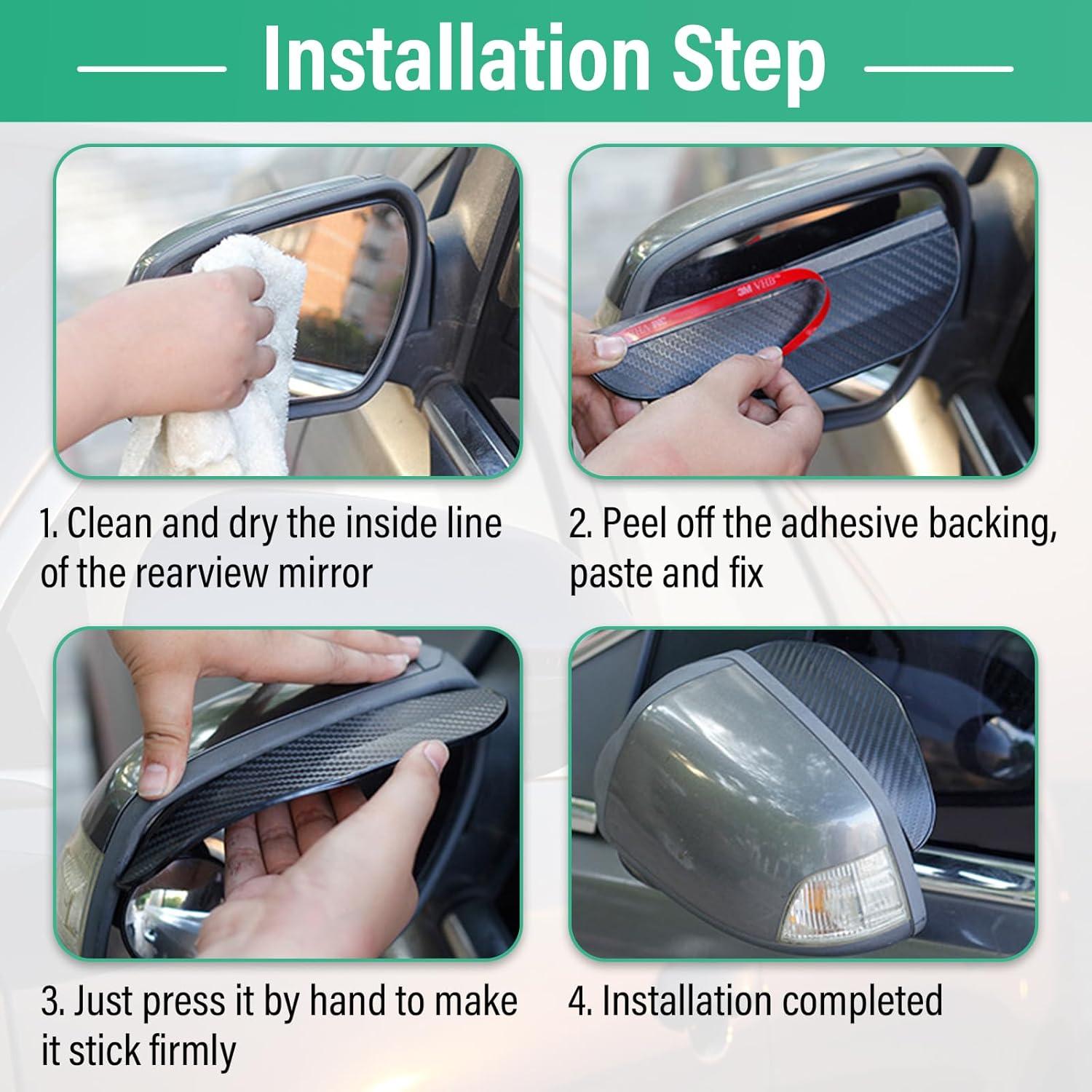 Visera de Lluvia Espejo Kewucn 2 PCS Ajuste Universal Negro