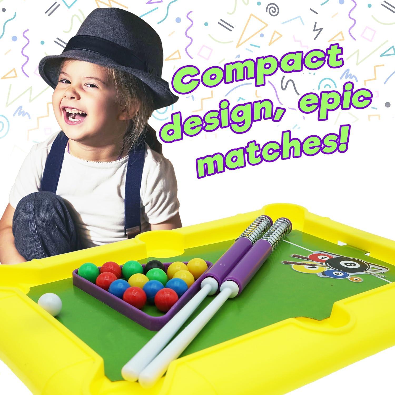 Juego de Mesa de Billar Mini JA-RU 30 cm con Queues y Bolas