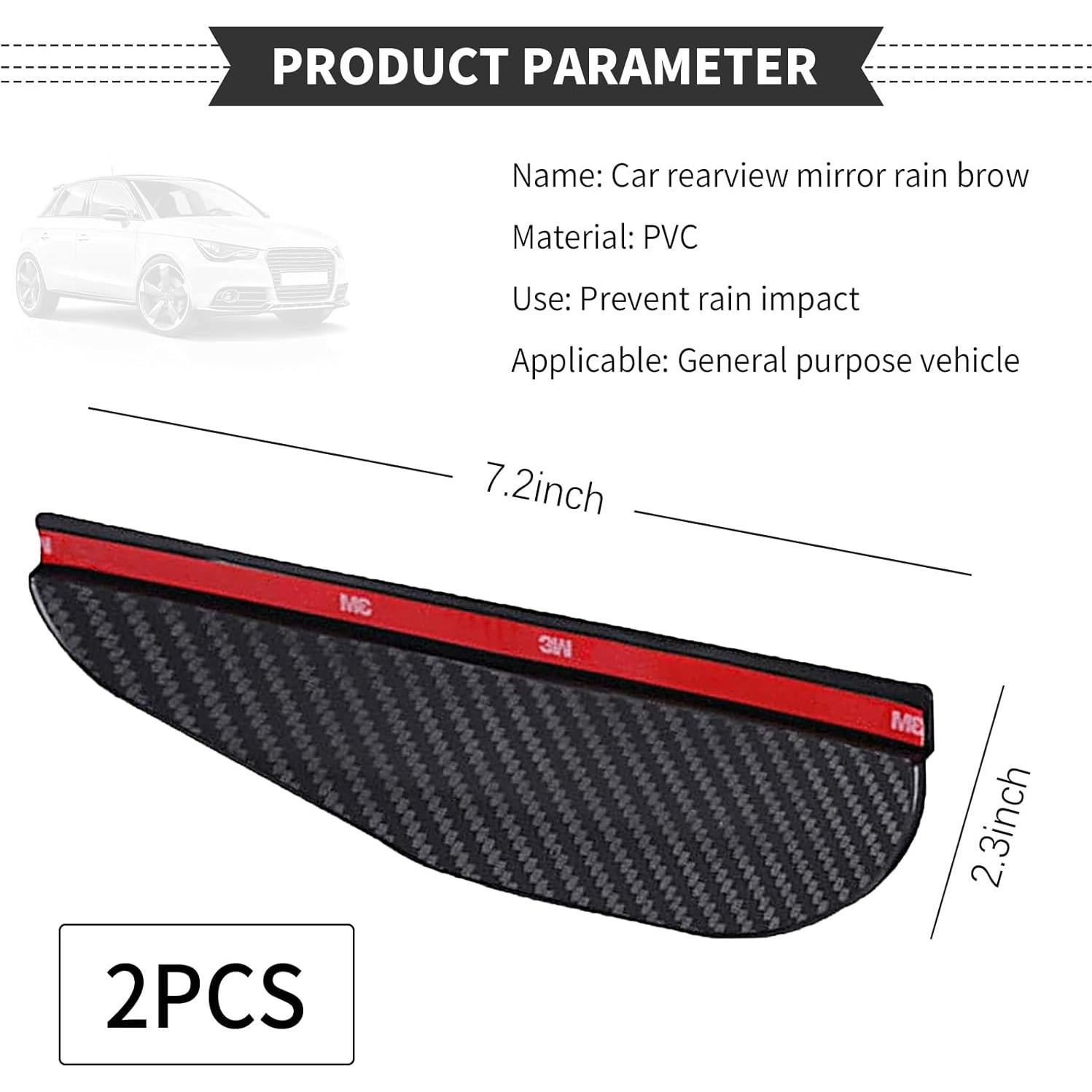 2 PCS Protector de Lluvia para Espejo Retrovisor Tesnaao