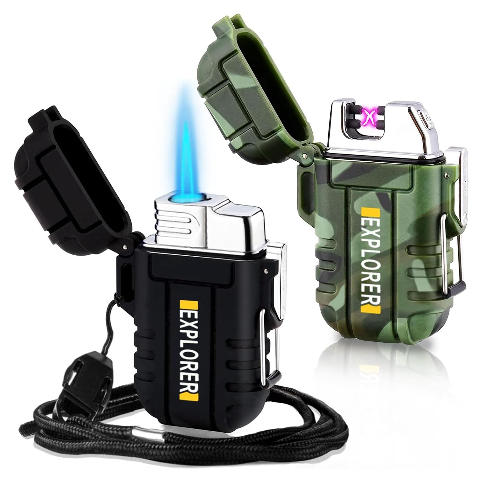 Paquete de 2 Encendedores Impermeables USB Butano Camuflaje