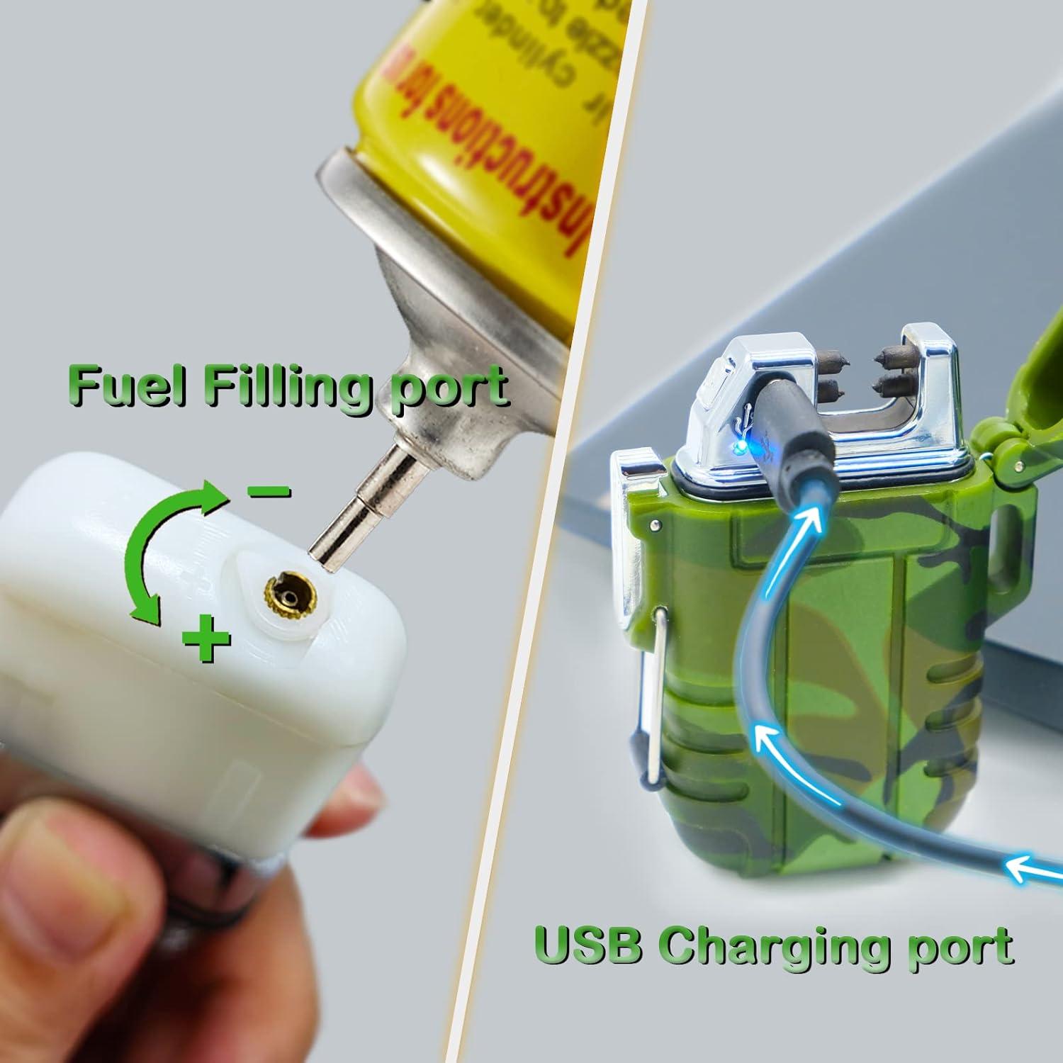 Paquete de 2 Encendedores Impermeables USB Butano Camuflaje