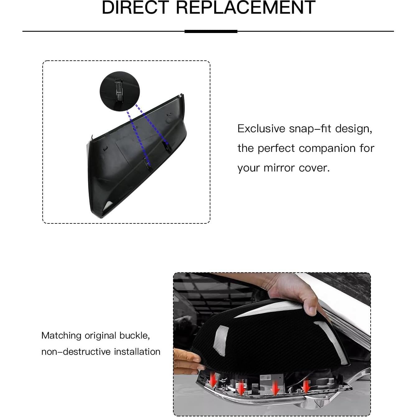 Cubierta Espejo Retrovisor Lado Pasajero Chevrolet Malibu 2016-2024 Negro Brillante