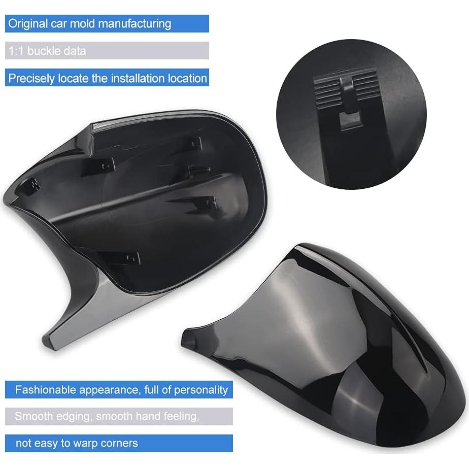 Tapa de Espejo Retrovisor JDMON para BMW E90 E91 E92 E93 2008-2013 Negro Brillante