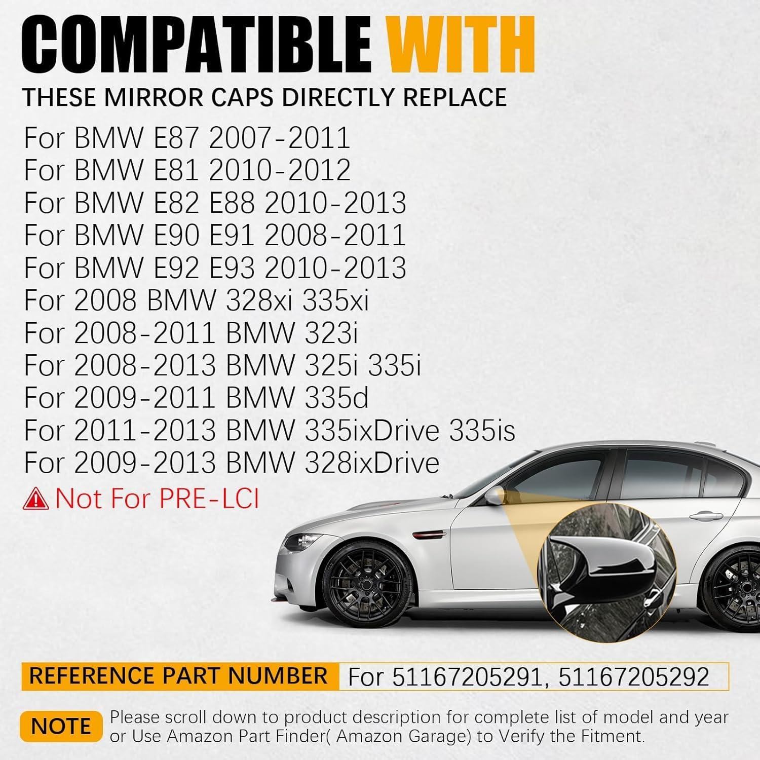 Cubiertas de Espejo Lateral YESENTECH para BMW E90 E91 E92 E93