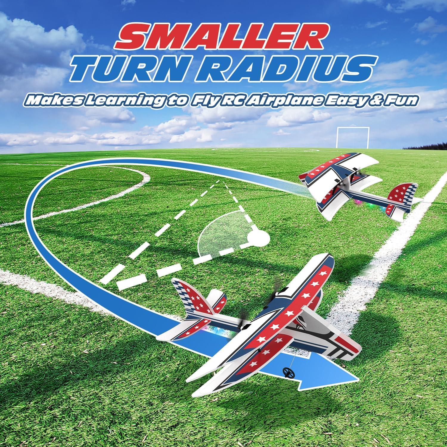 DEERC Avión RC Rojo 2.4GHz con 3 Baterías y Giroscopio