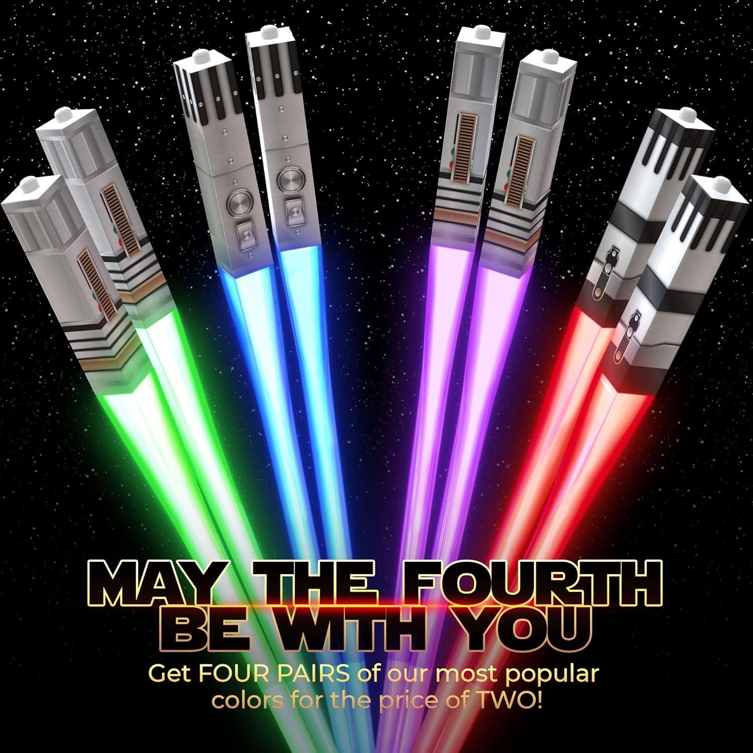 Palillos LED Star Wars Sable de Luz 4 Pares Reutilizables