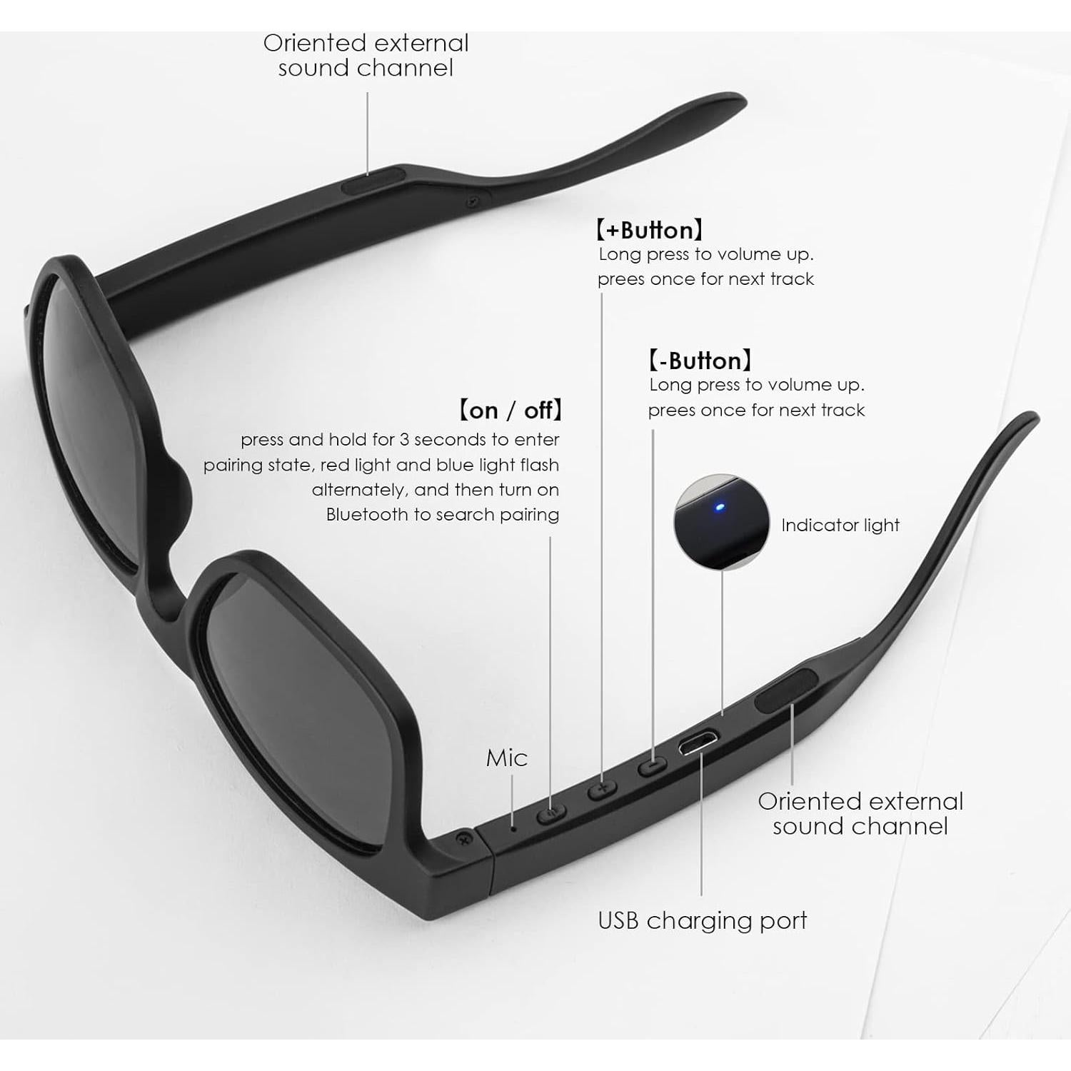 Gafas de sol Bluetooth 5.0 GELETE A12 Polarizadas IPX4