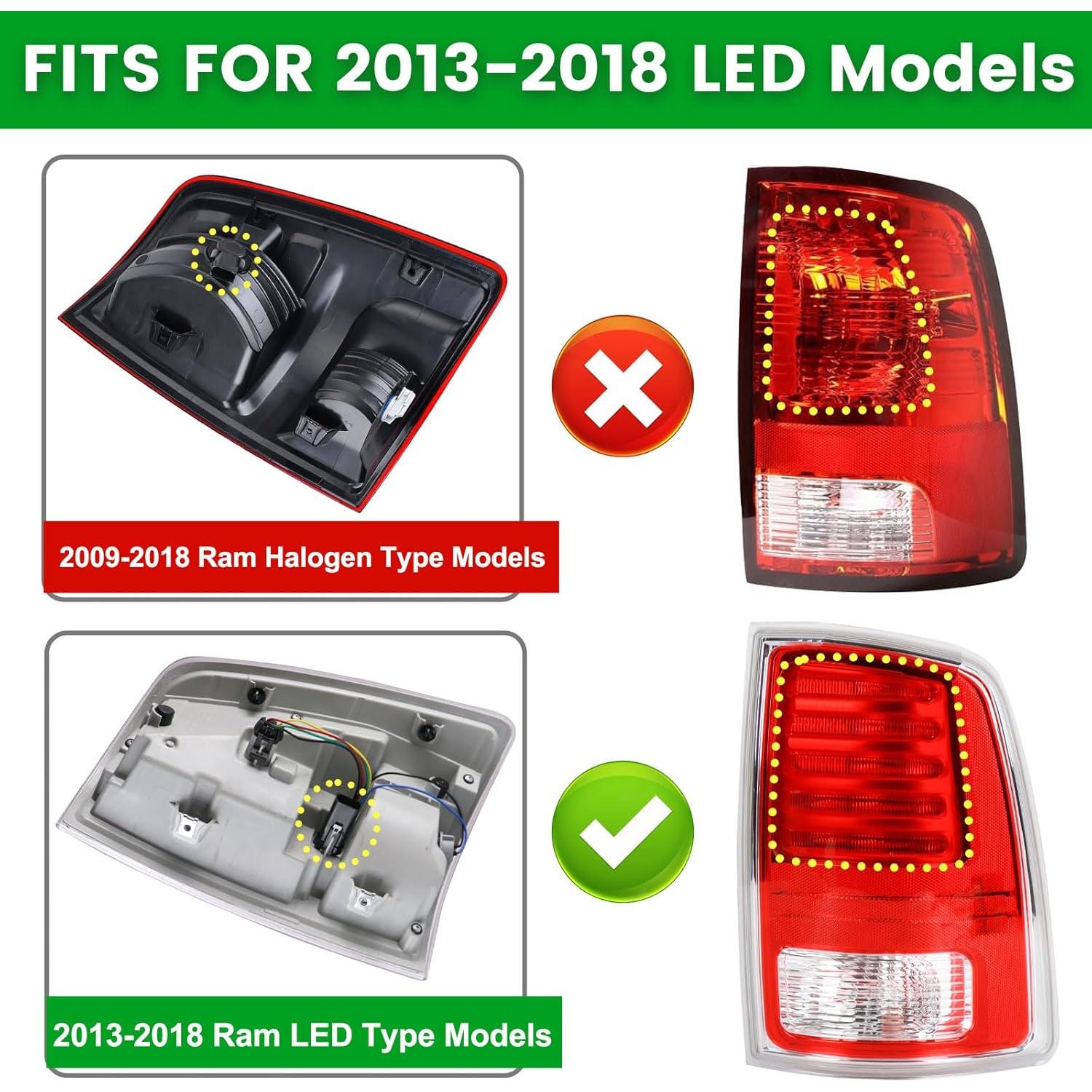 Luz Trasera LED Lochnchn para Dodge Ram 1500 2013-2018