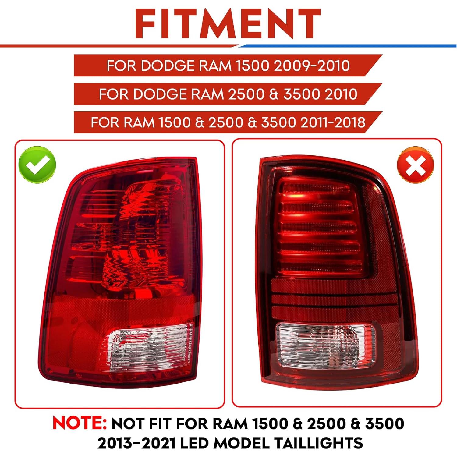 Conjunto de Luces Traseras y 3ra Luz de Freno ILONPA para Dodge Ram 2009-2018