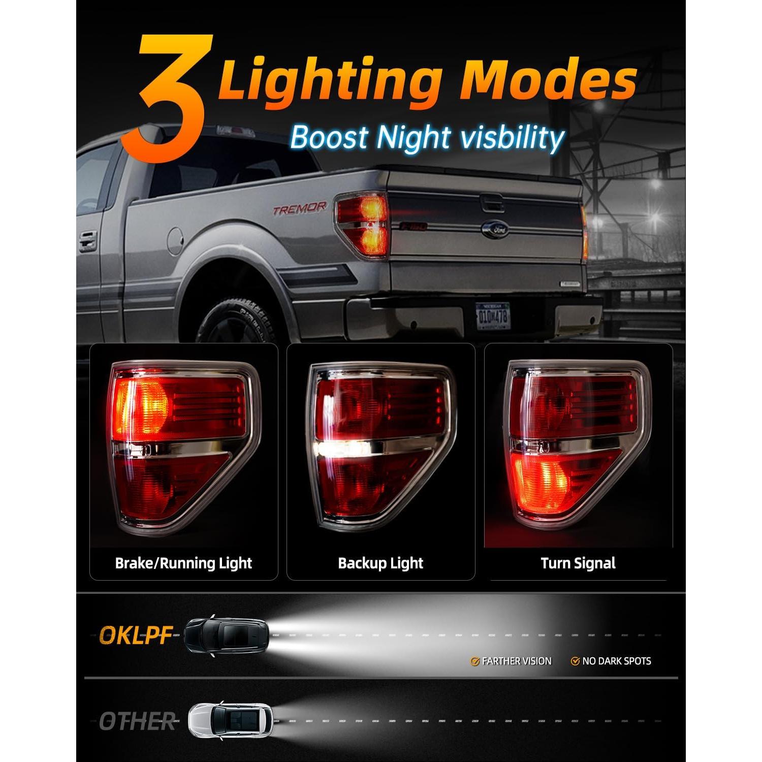 Luces Traseras de Freno OKLPF para Ford F150 2009-2014 Rojas