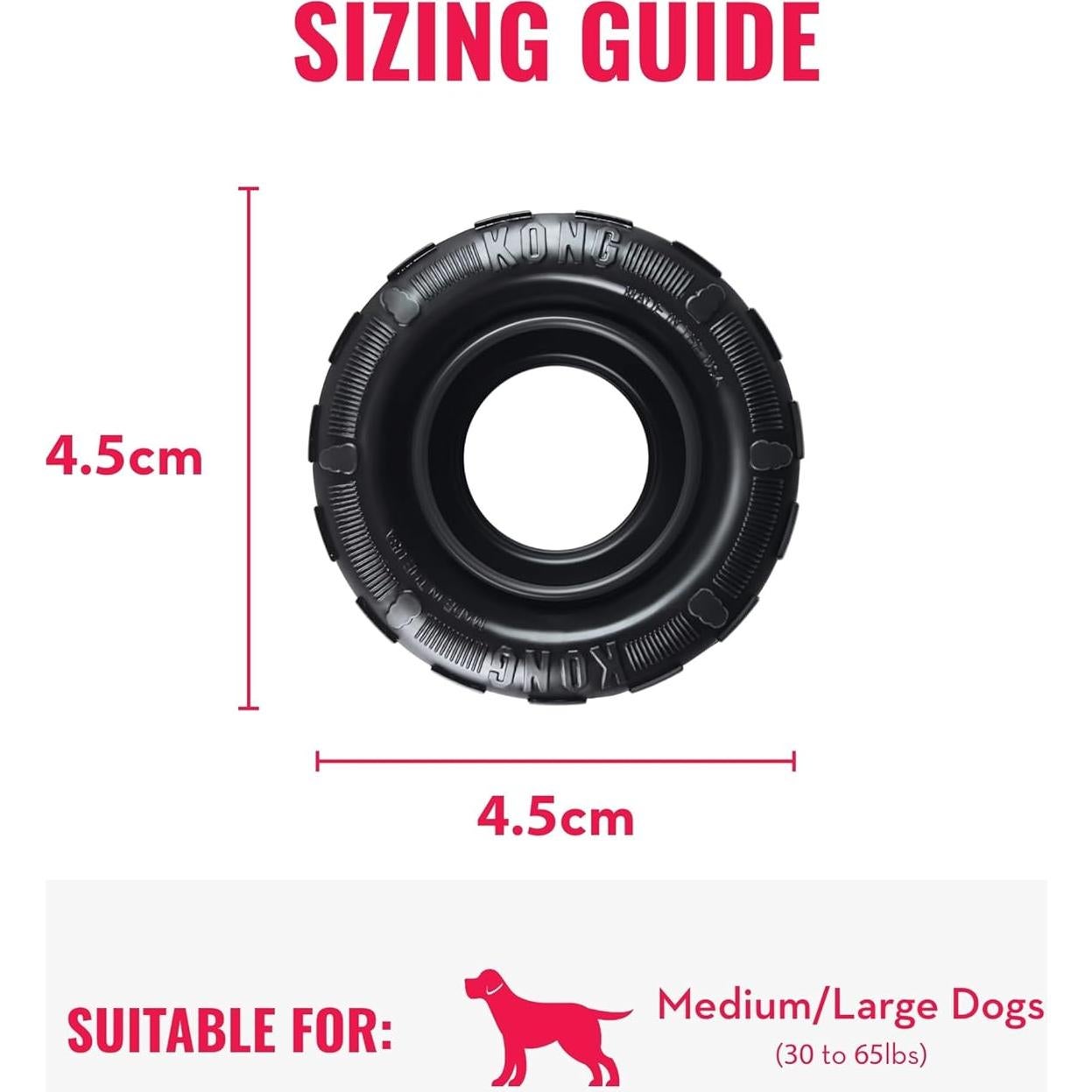 Juguete para Perros KONG Tires Grande - Caucho Duradero 11.43cm