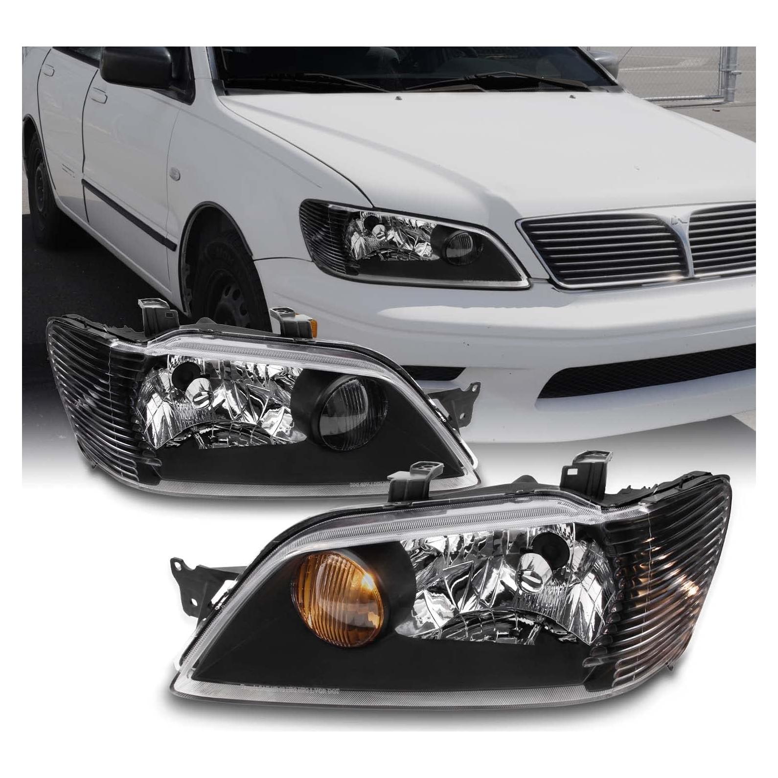 Faros Negros AKKON para Mitsubishi Lancer 2002-2003 Sedán/Wagon