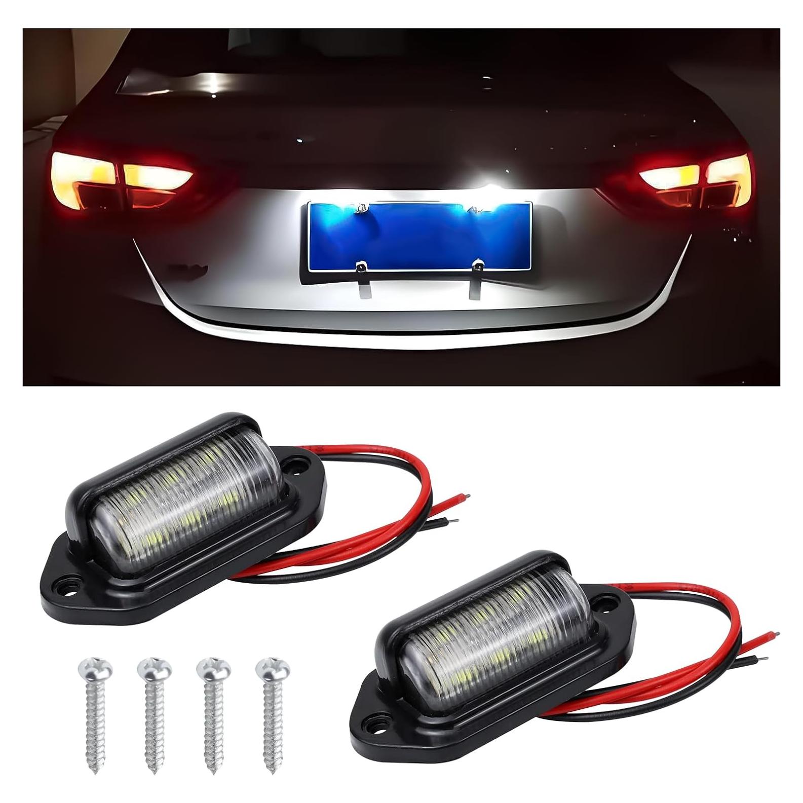 Luz de Placa de Licencia LED Hbxdeco 2 Pcs Impermeable 12V-24V