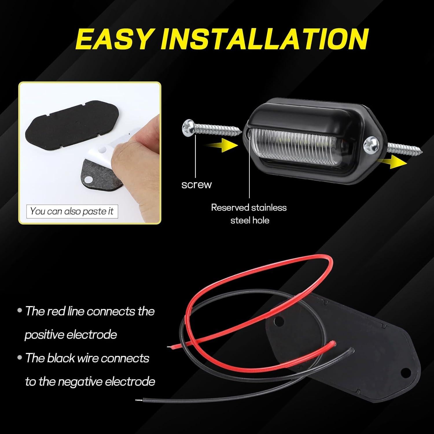 Luz de Placa de Licencia LED Hbxdeco 2 Pcs Impermeable 12V-24V