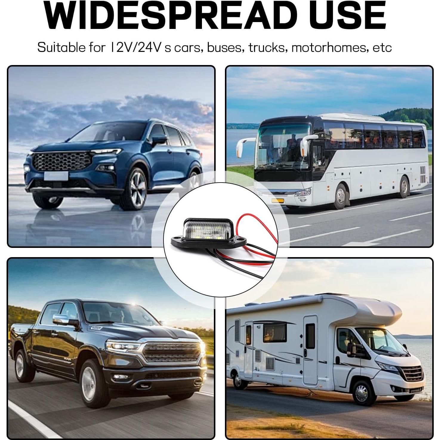 Luz de Placa de Licencia LED Hbxdeco 2 Pcs Impermeable 12V-24V