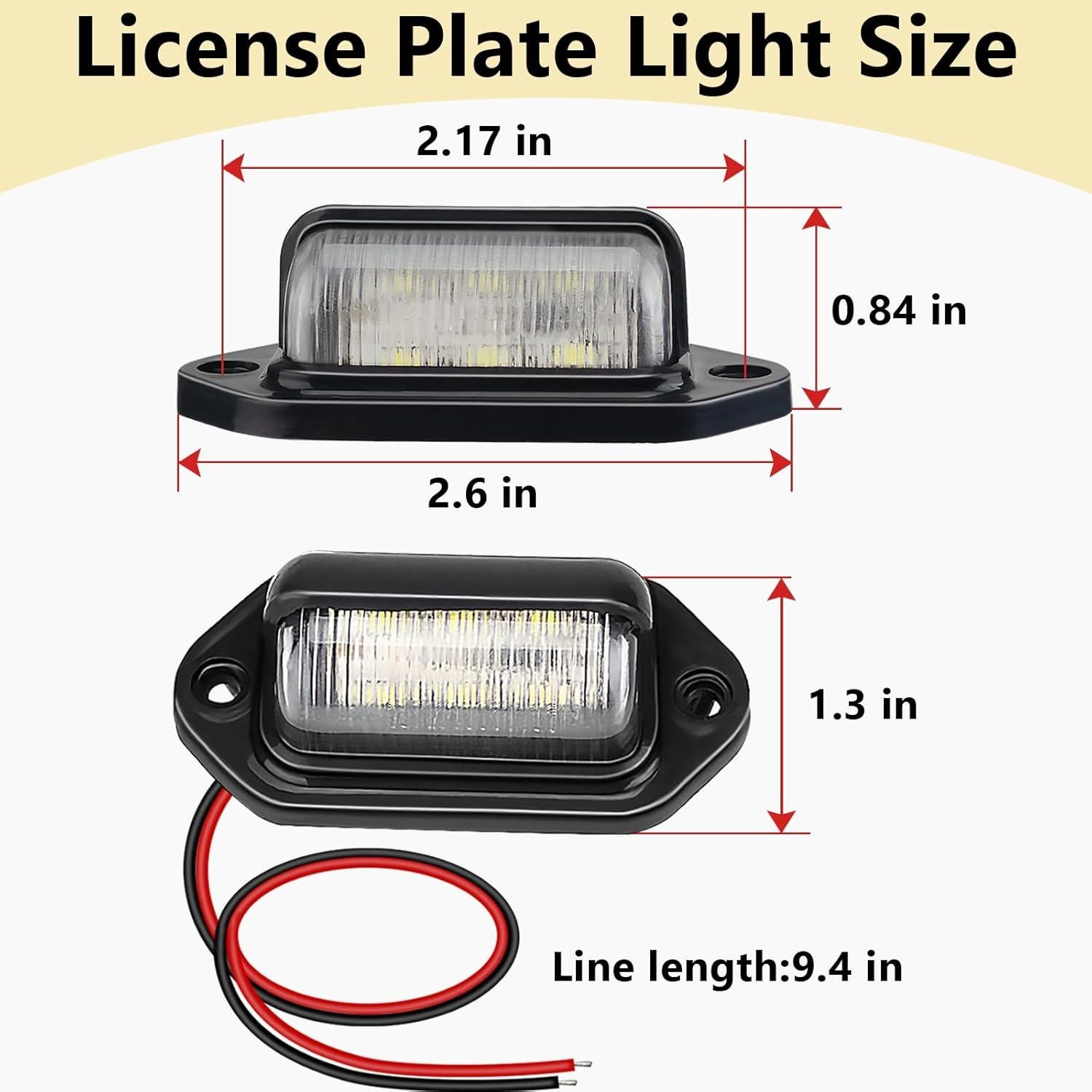 Luz de Placa de Licencia LED Ecocstm 2 PCS Impermeable 12V-24V