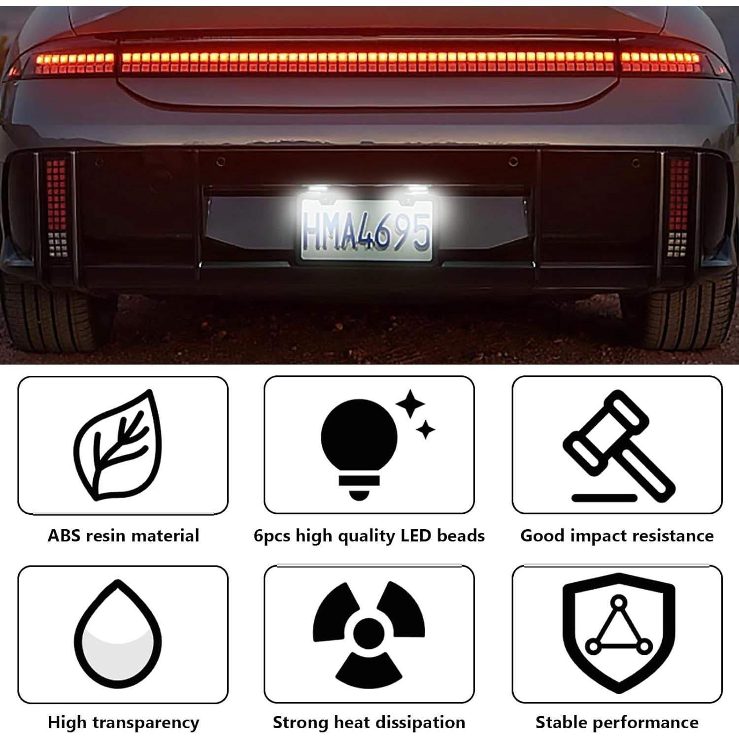 Luz de Placa de Licencia LED Ecocstm 2 PCS Impermeable 12V-24V