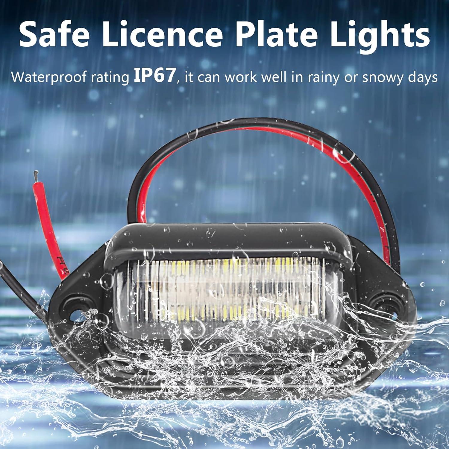 Luz de Placa de Licencia LED Ecocstm 2 PCS Impermeable 12V-24V