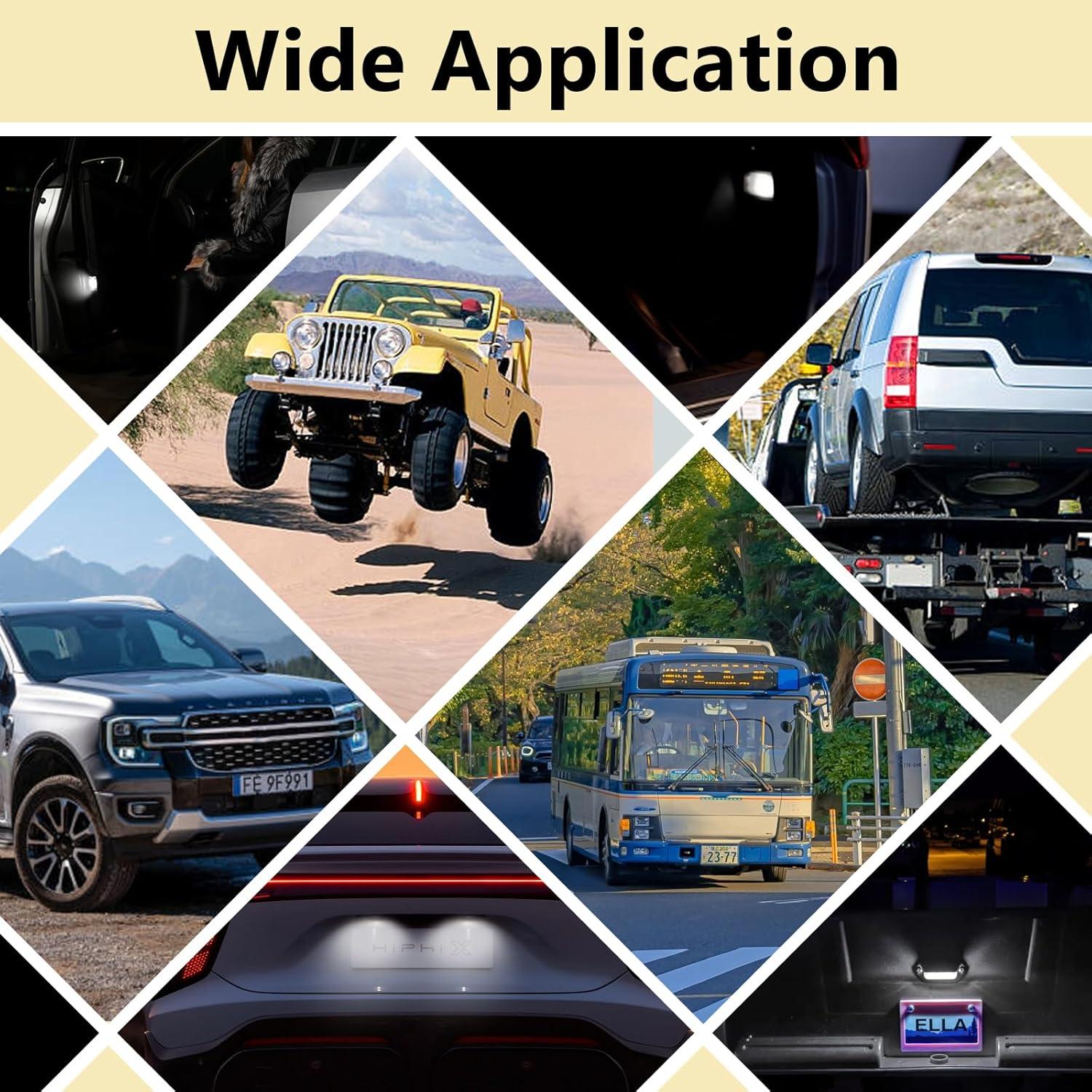 Luz de Placa de Licencia LED Ecocstm 2 PCS Impermeable 12V-24V