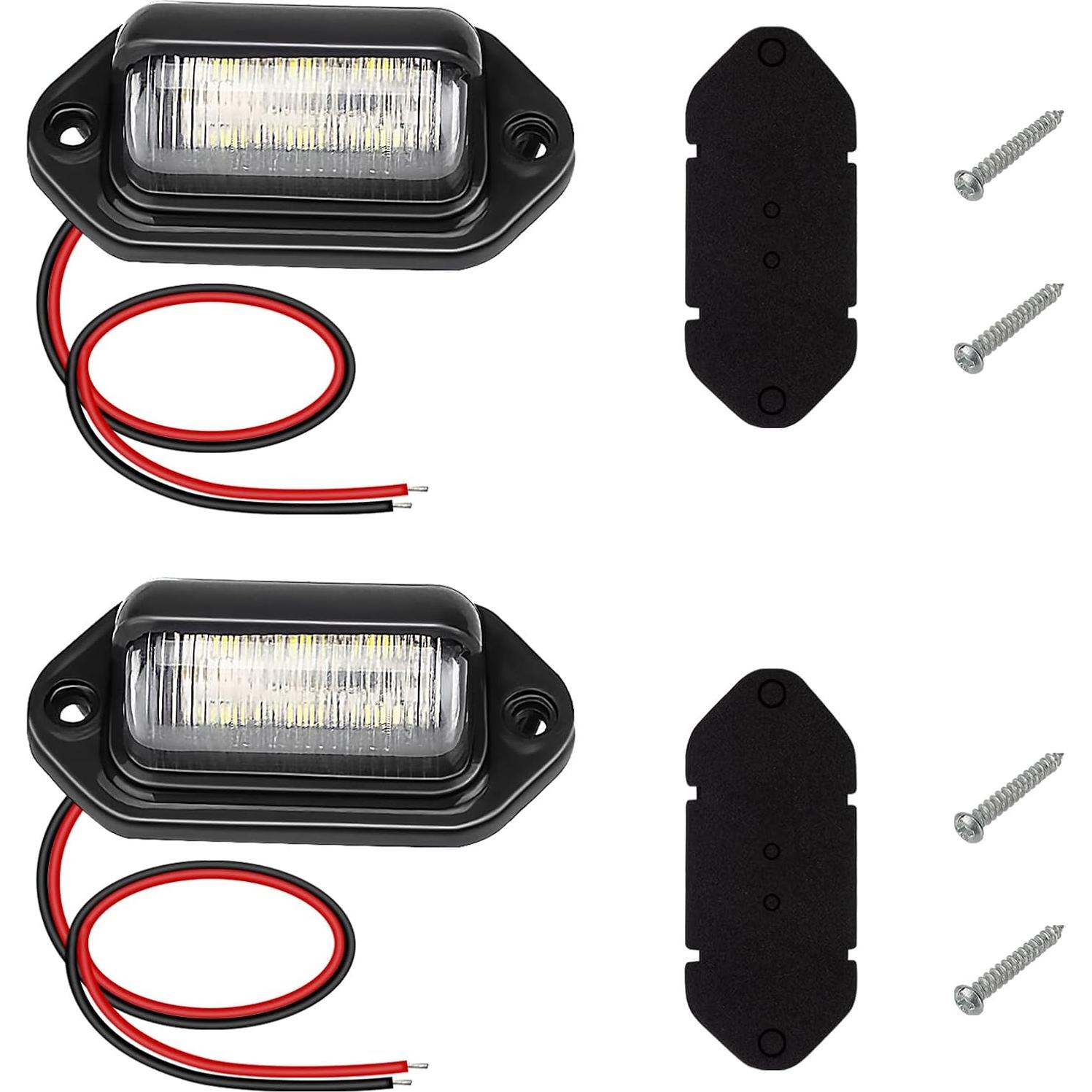 Luz de Placa de Licencia LED Ecocstm 2 PCS Impermeable 12V-24V