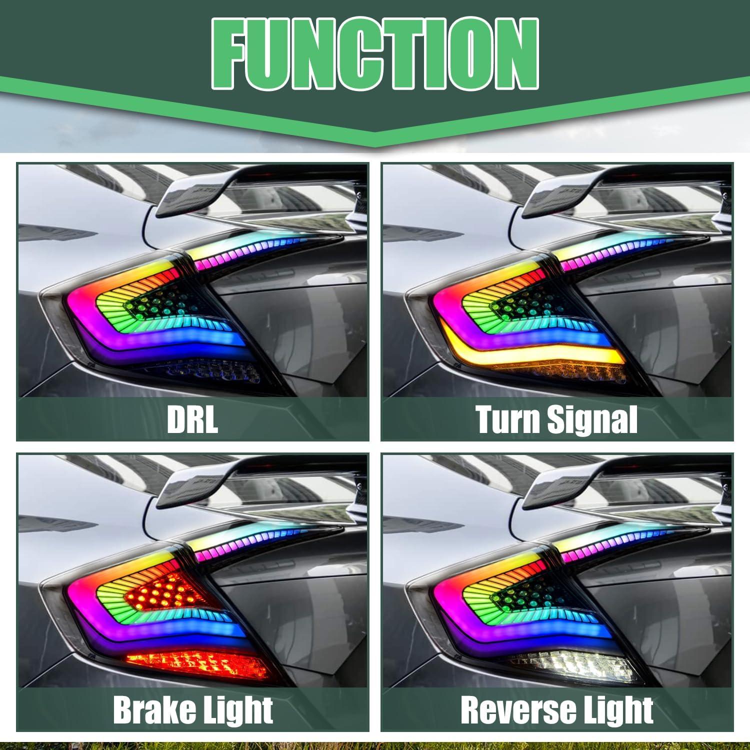 Luces Traseras LED RGB Letsdate para Honda Civic Sedan 2016-2021