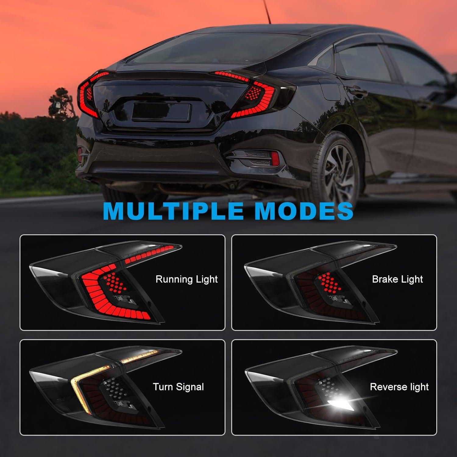 Luces Traseras LED SINYATO para Honda Civic Sedán 2016-2021
