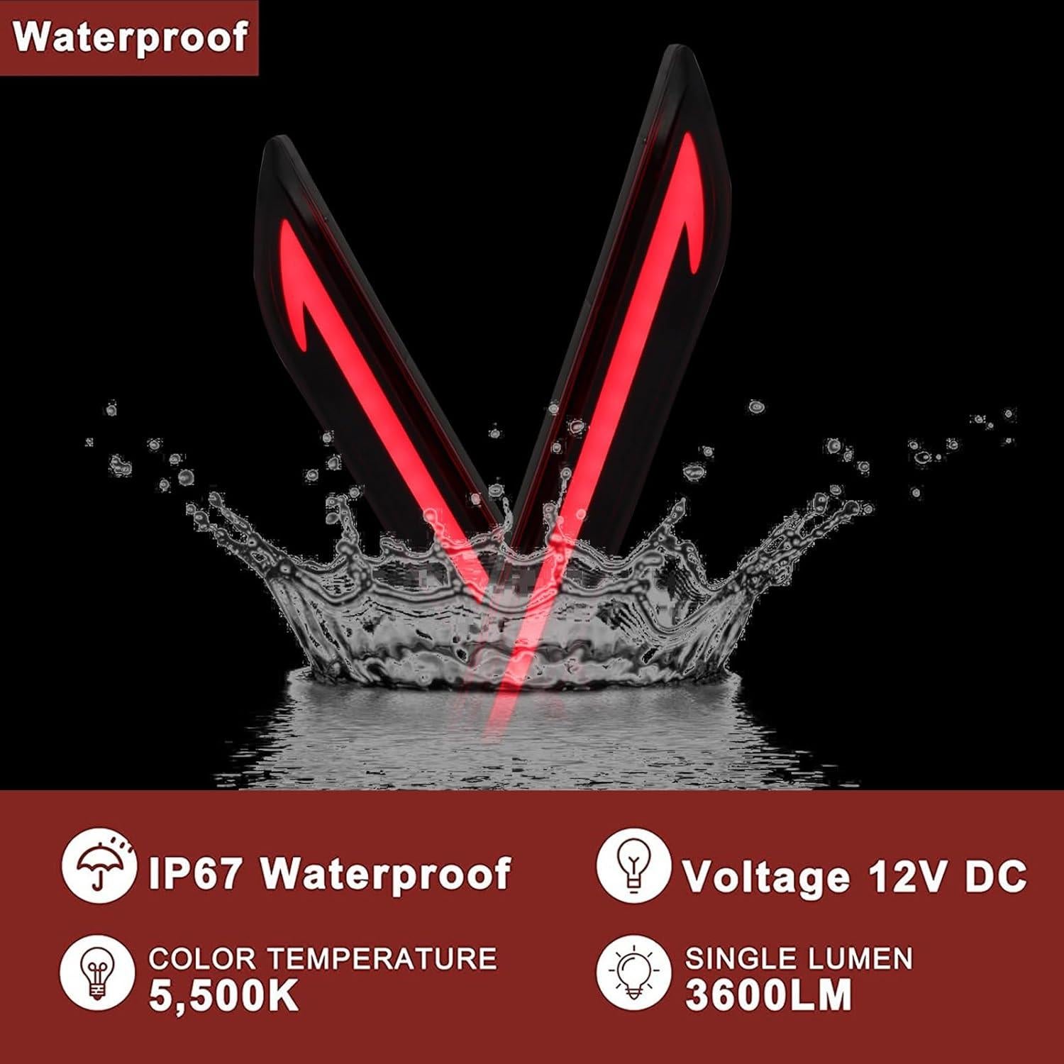 Luz Reflectora LED Trasera BINQIGOO para Ford Fusion 2013-2020