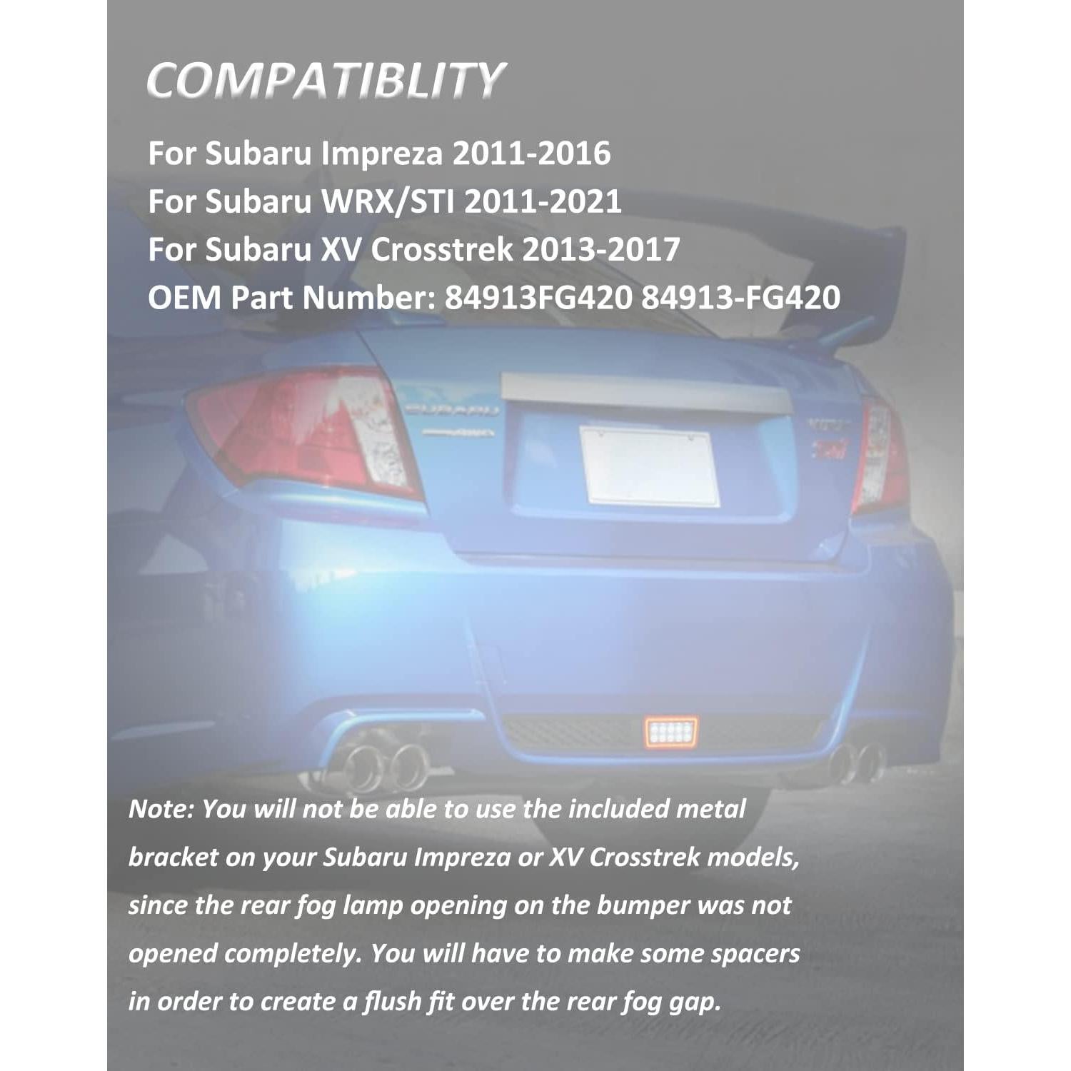 Kit Luz de Niebla Trasera LED Bestview 5-en-1 para Subaru