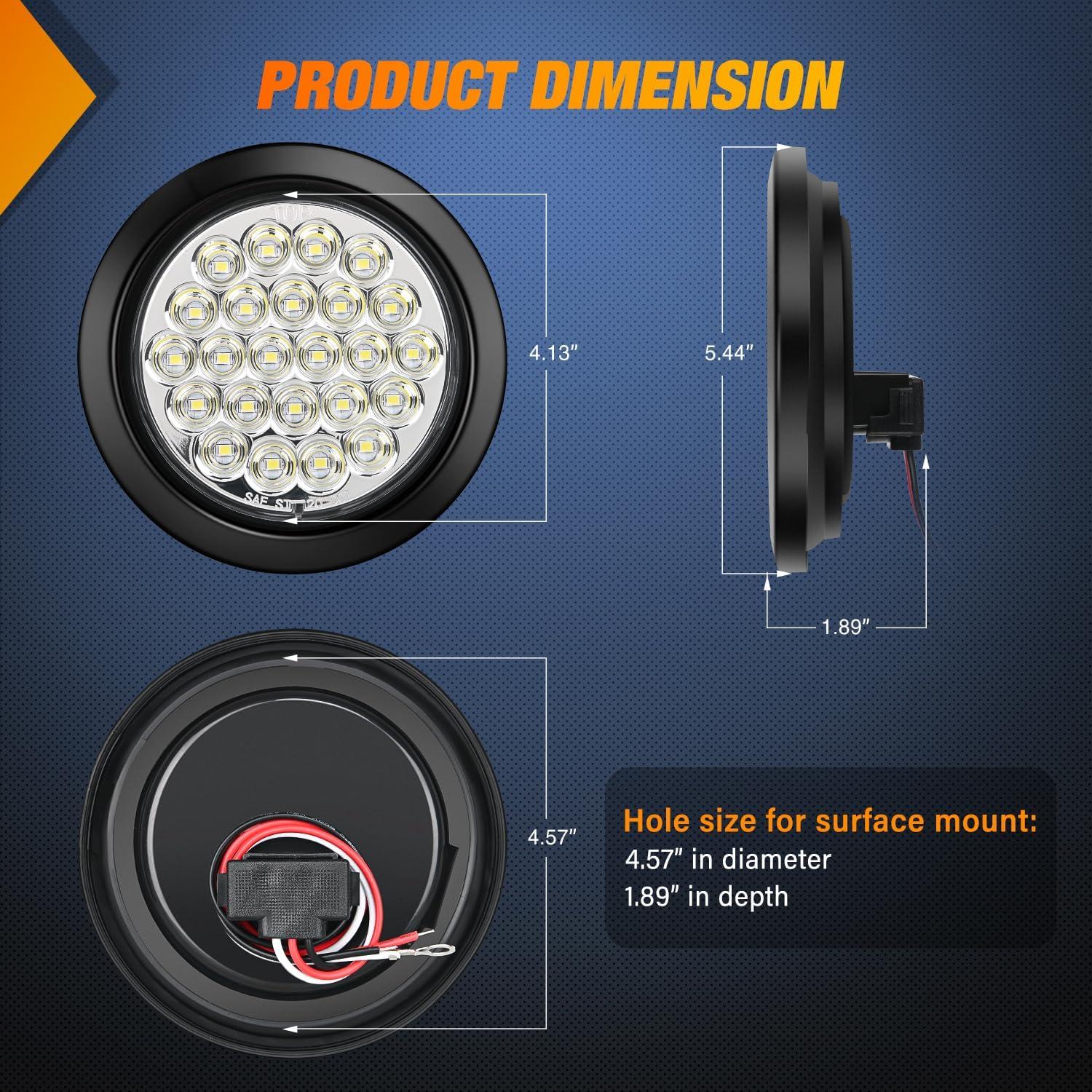 Luz Trasera Redonda Nilight 4 Pulgadas 24LED IP67 2PCS