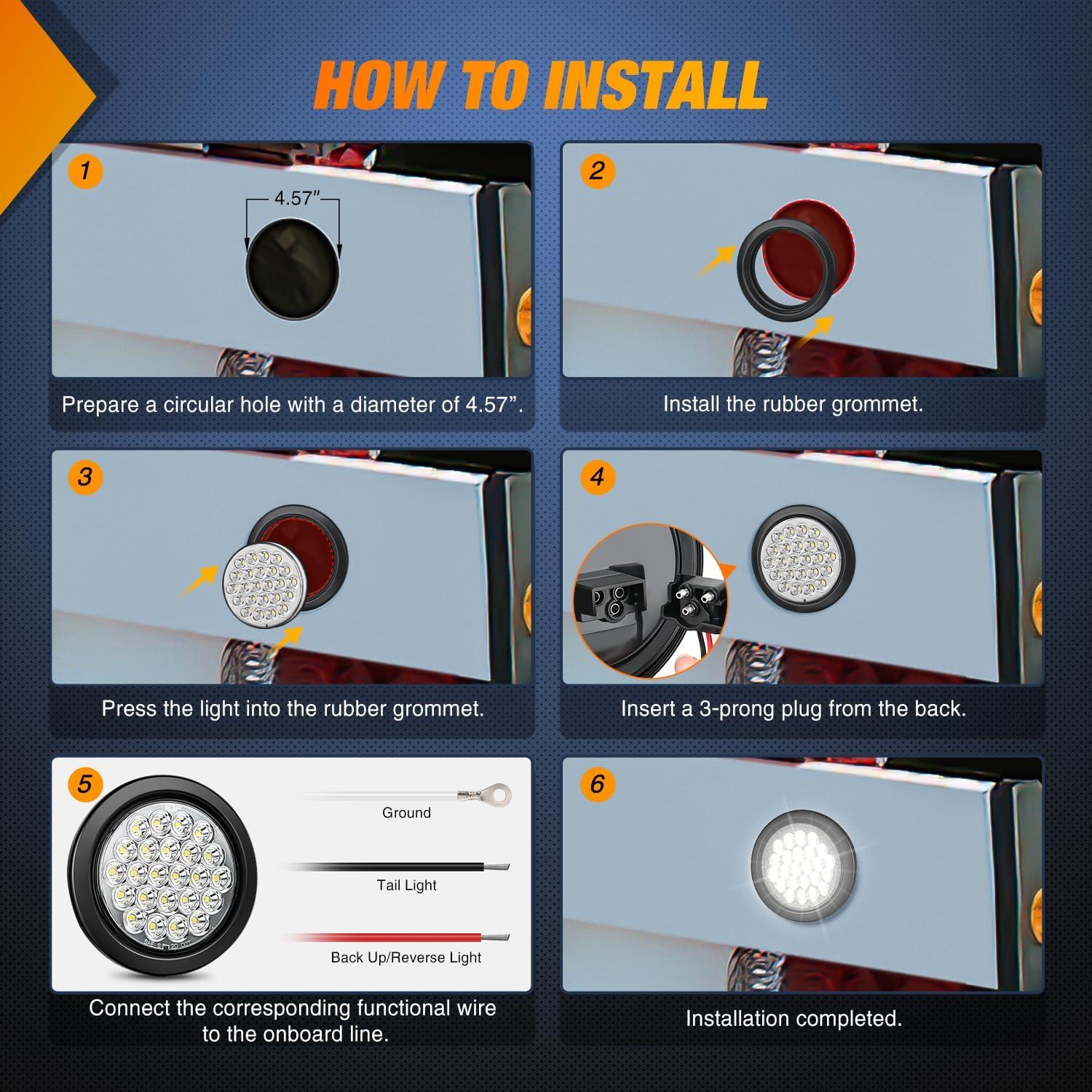 Luz Trasera Redonda Nilight 4 Pulgadas 24LED IP67 2PCS