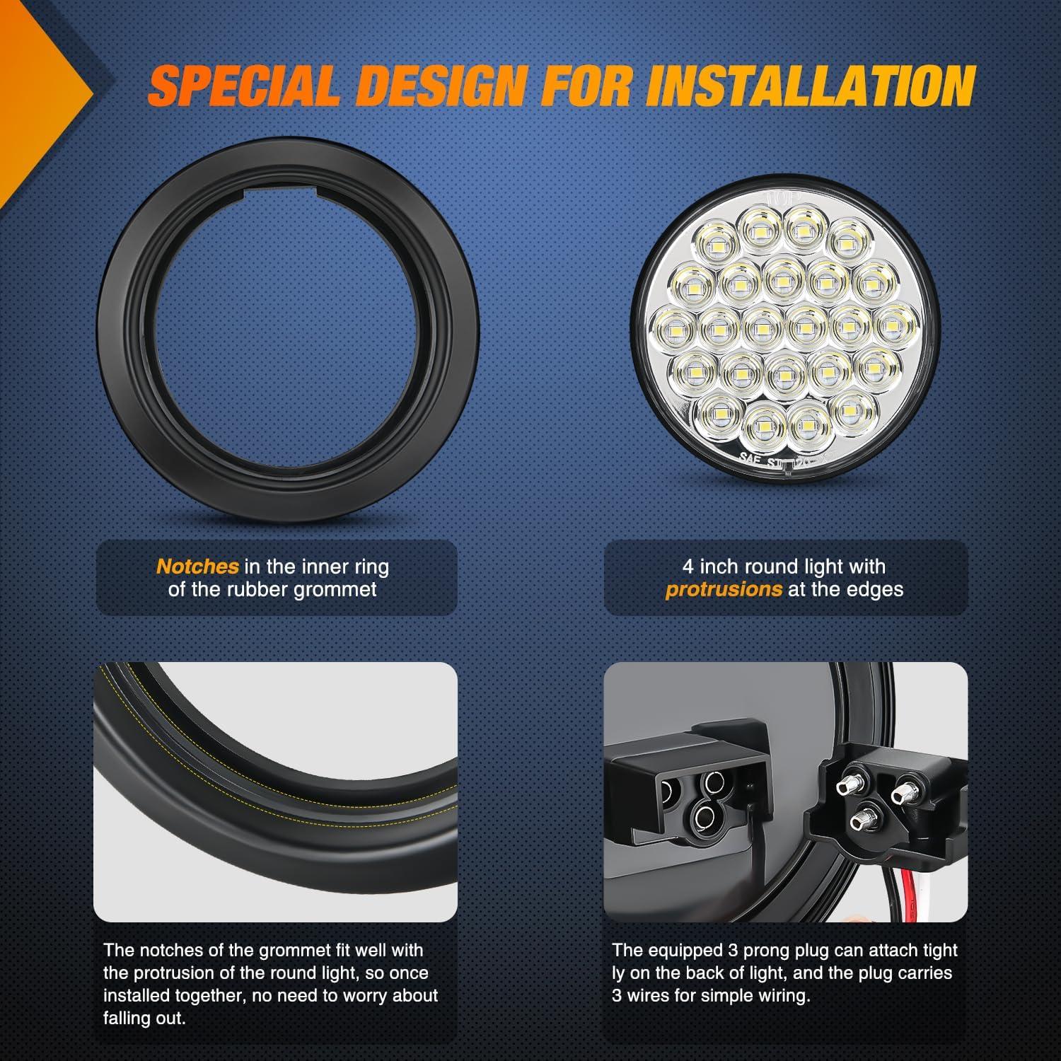 Luz Trasera Redonda Nilight 4 Pulgadas 24LED IP67 2PCS