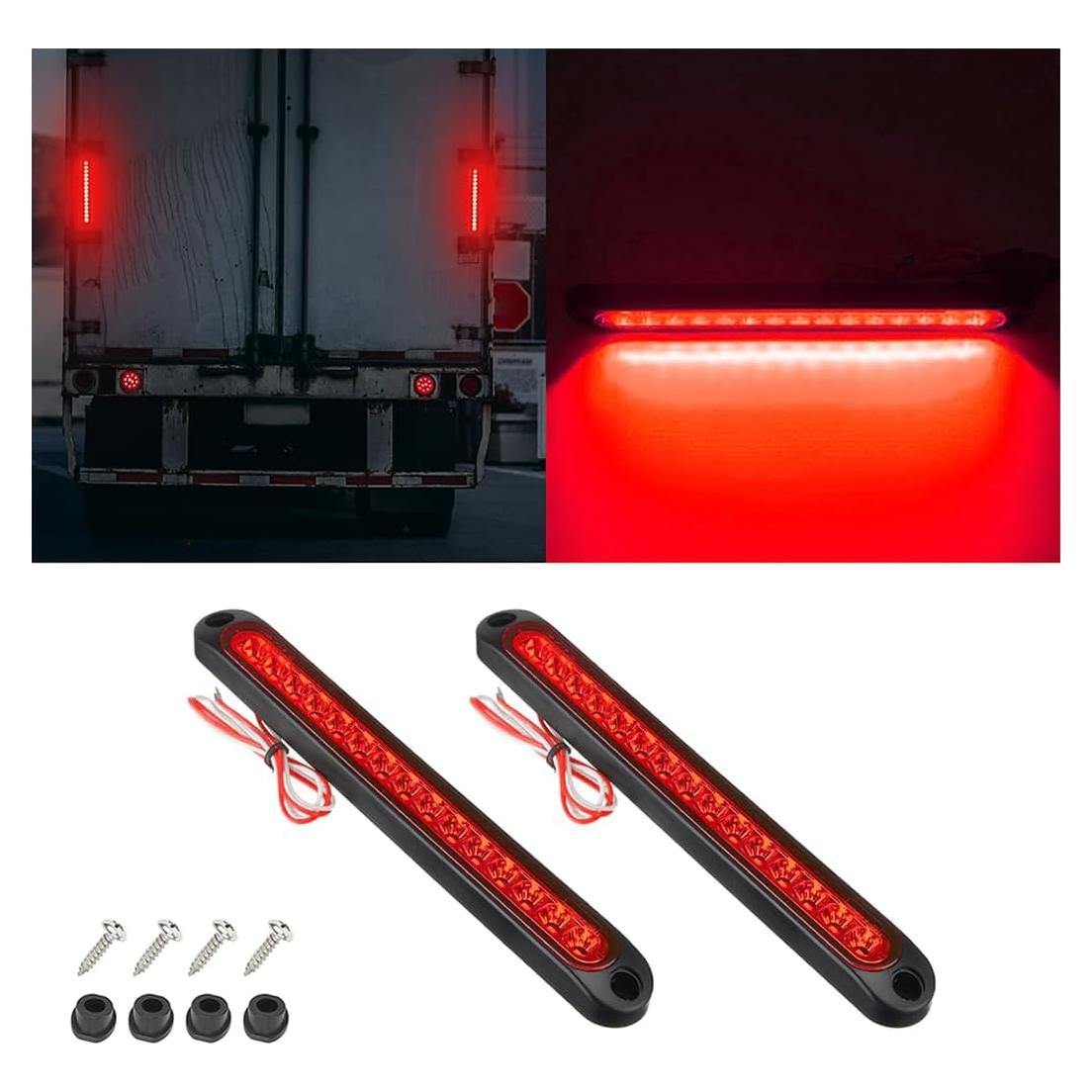 BESULEN Luz de Freno Trasera LED Impermeable 25.4 cm Rojo - 2 Pcs