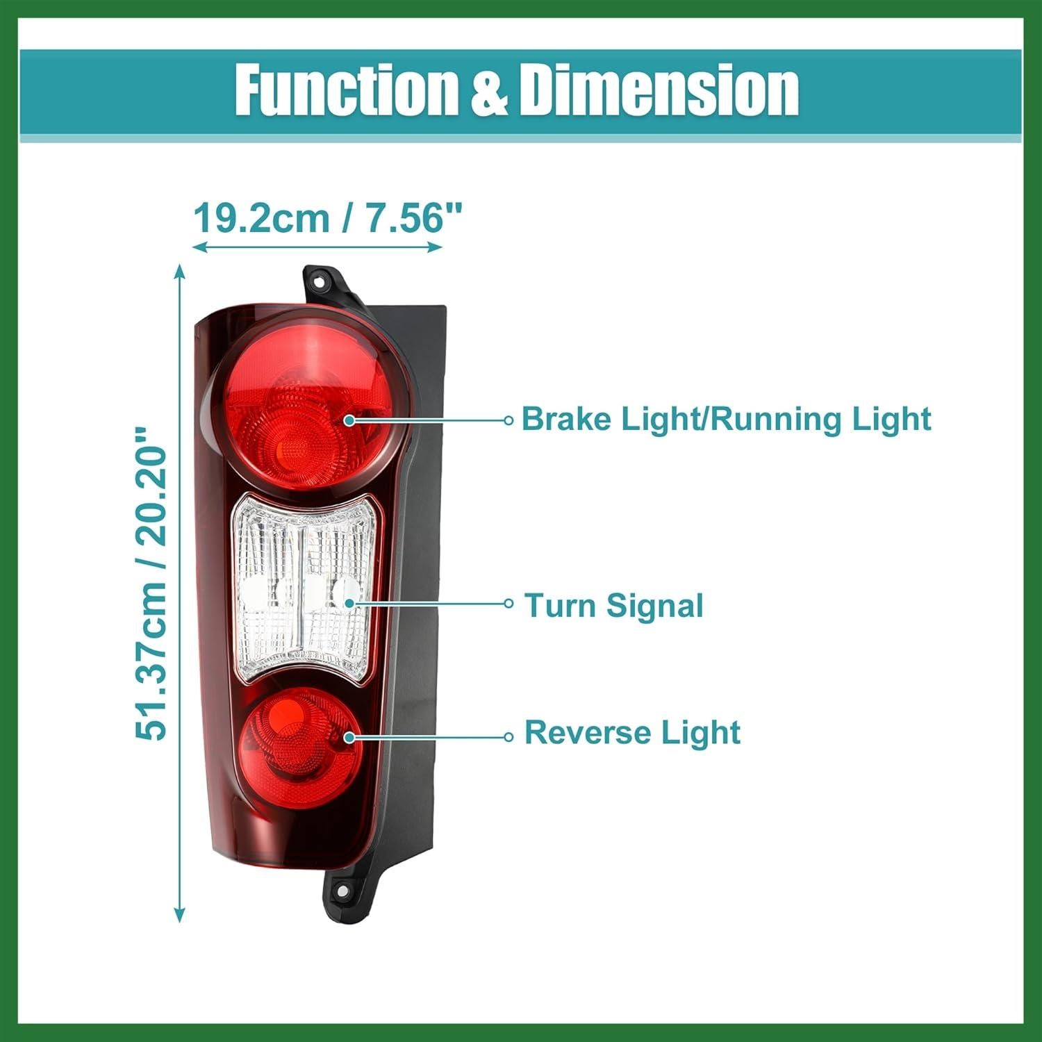Lente de Luz Trasera Motoforti para Peugeot Partner y Citroen Berlingo 2012-2019