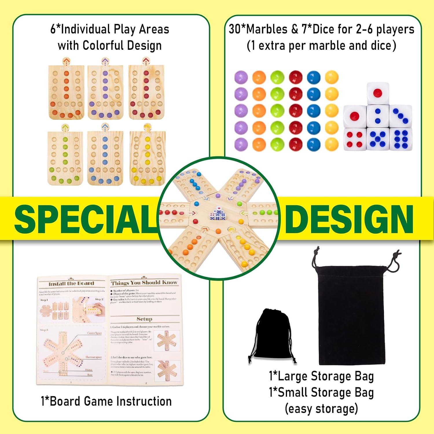 Juego de Mesa Aggravation WodGod de Madera con 30 Canicas