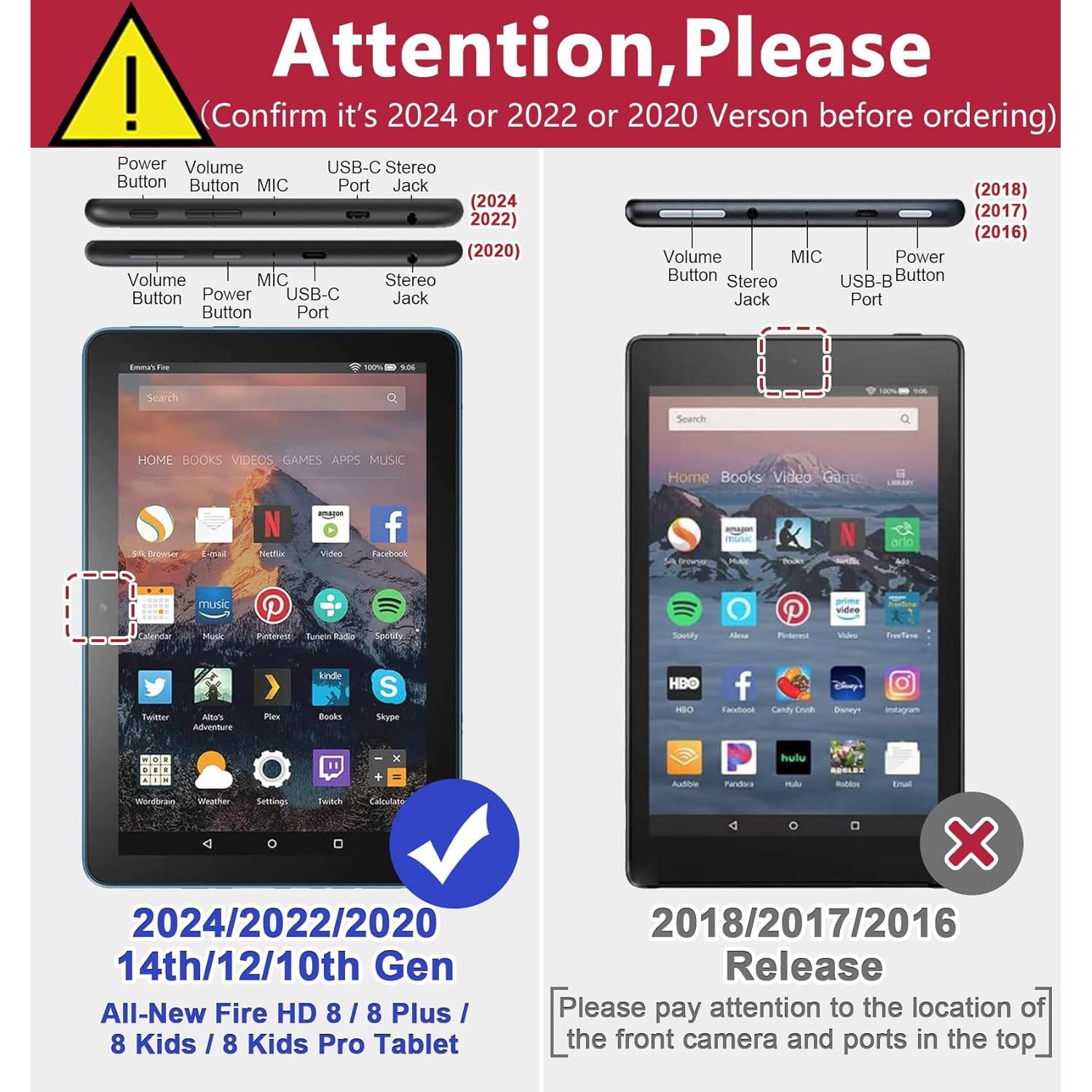 Funda Grifobes para Kindle Fire HD 8/8 Plus 2024/2022/2020