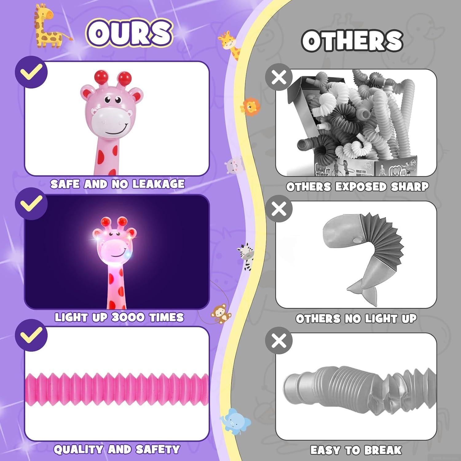 Juguetes Sensoriales Antiestrés Jirafa Delighkidz LED 4 Piezas