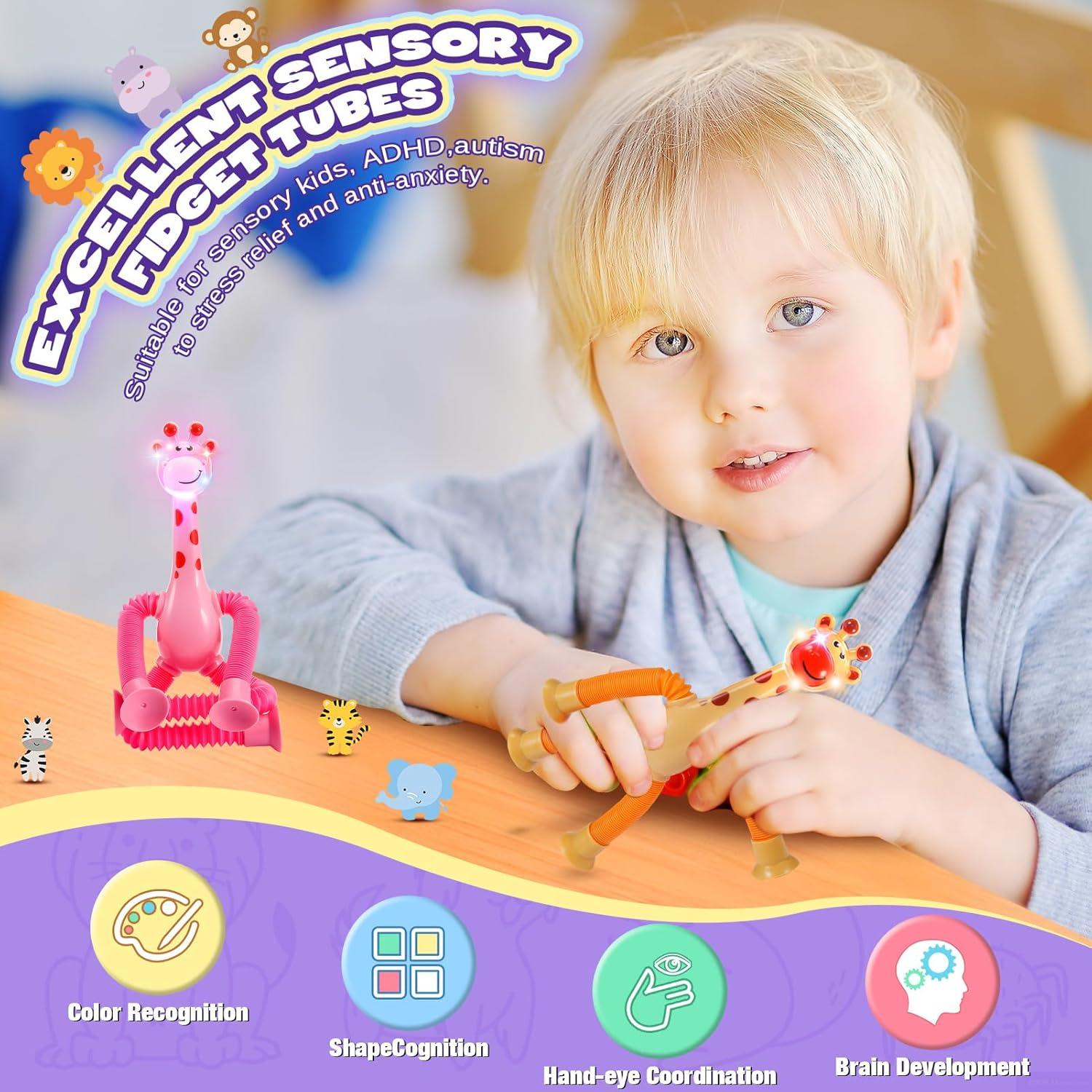 Juguetes Sensoriales Antiestrés Jirafa Delighkidz LED 4 Piezas