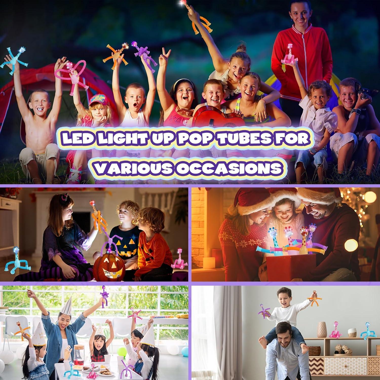 Juguetes Sensoriales Antiestrés Jirafa Delighkidz LED 4 Piezas