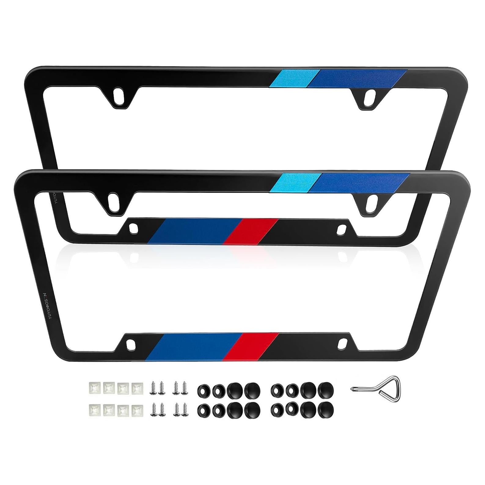 Marco de Placa de Licencia YUYOOOSEN Acero Inoxidable Negro 2PCS