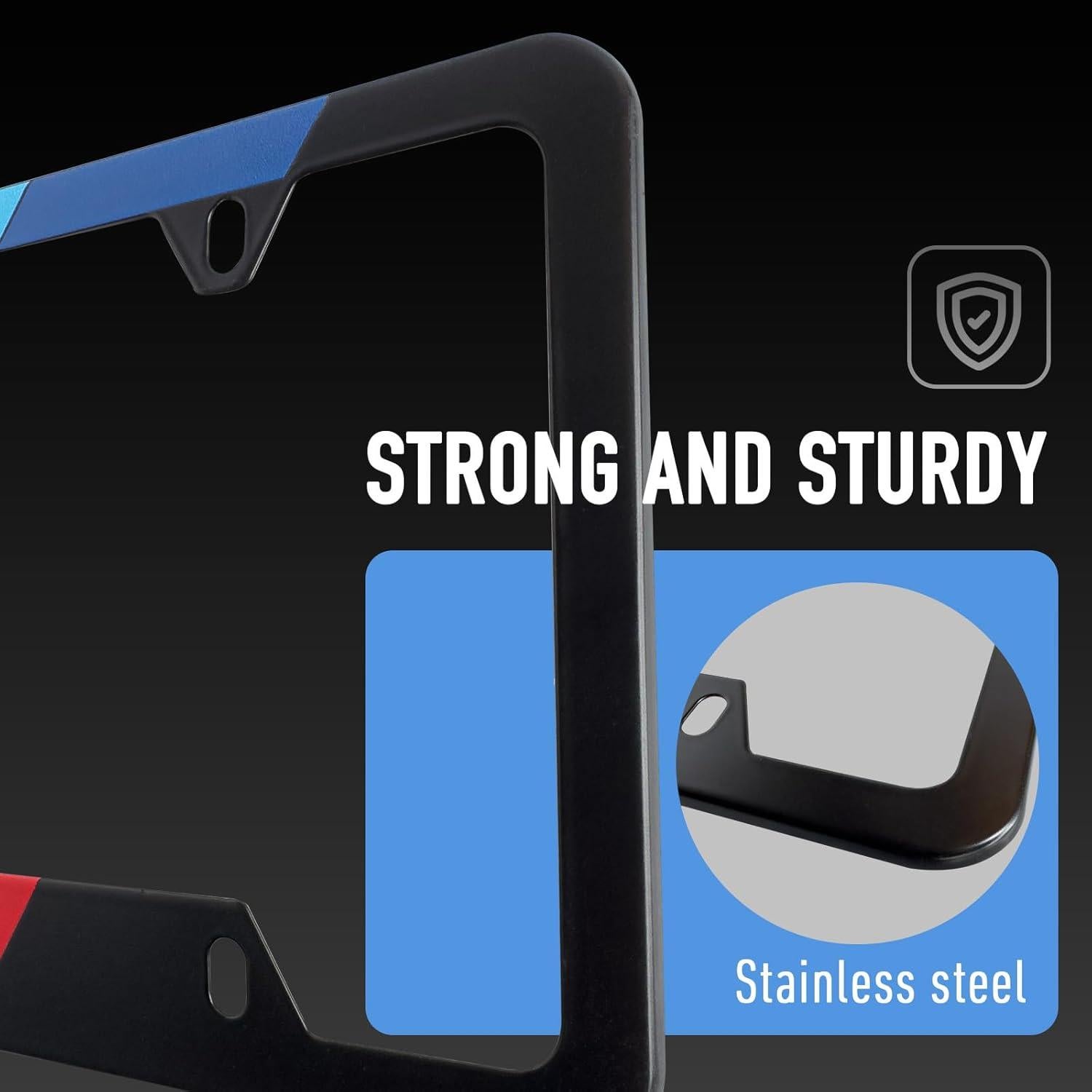 Marco de Placa de Licencia YUYOOOSEN Acero Inoxidable Negro 2PCS