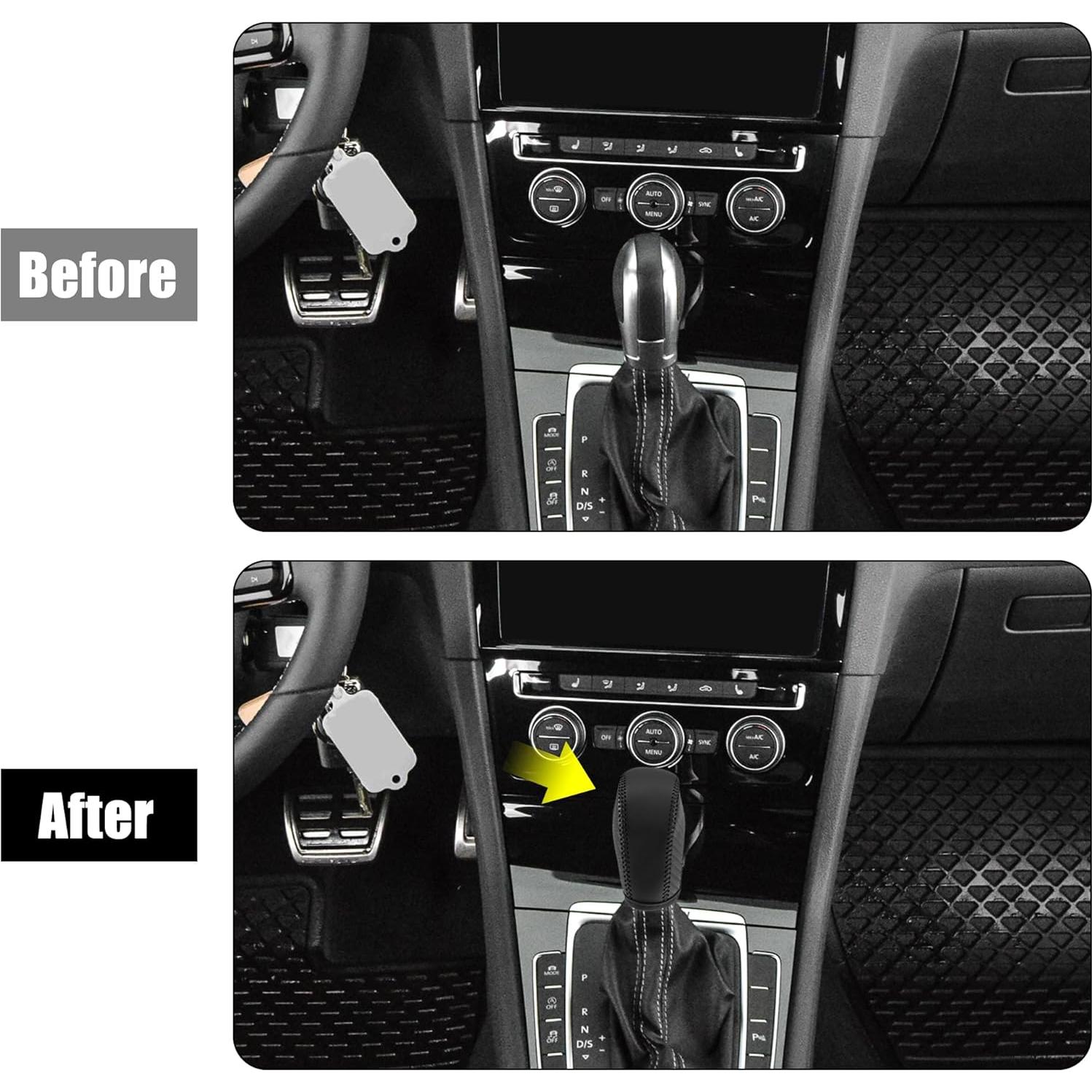 Cubierta de Palanca de Cambios Cuero Sintético X AUTOHAUX Negro para Volkswagen