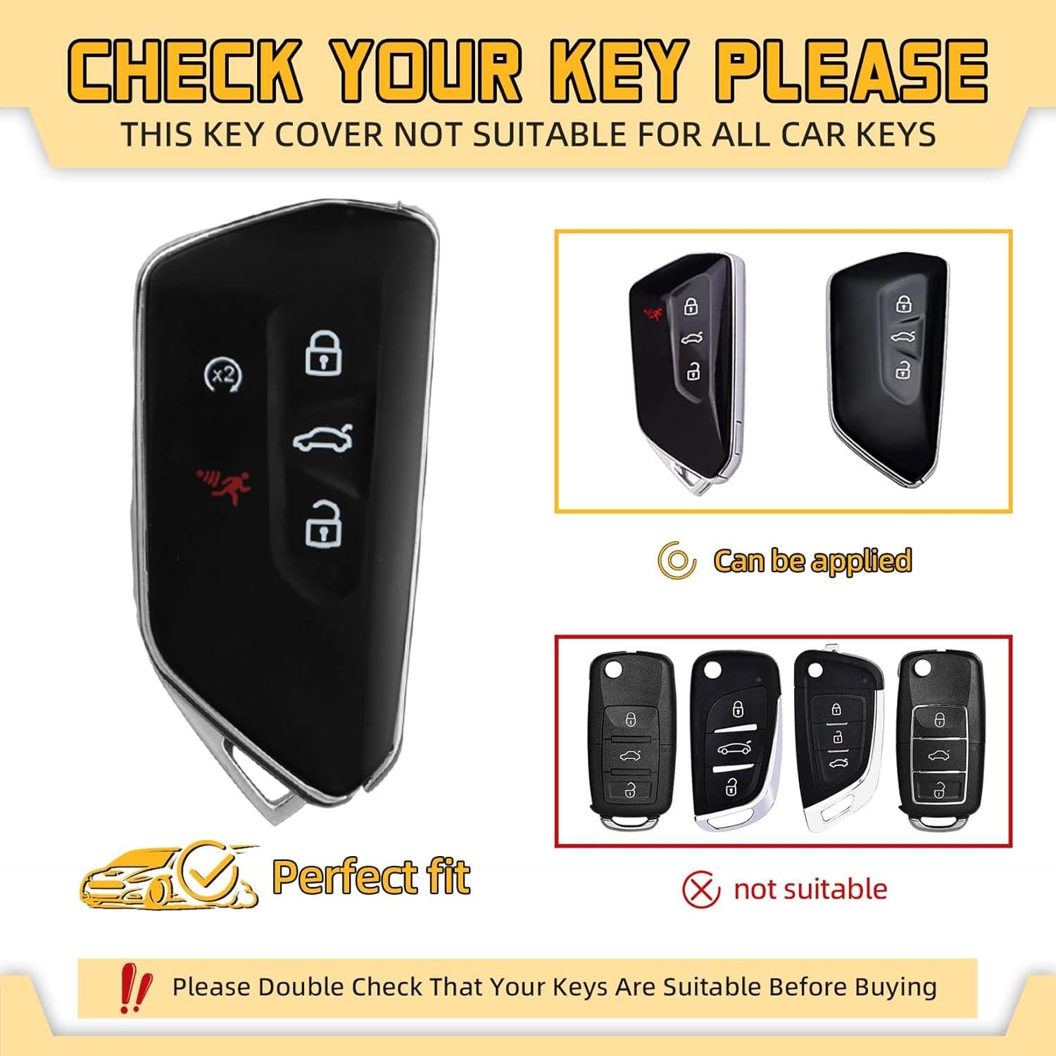 Cubierta de llavero Volkswagen FT FUNTOR 5 Botones TPU Negro