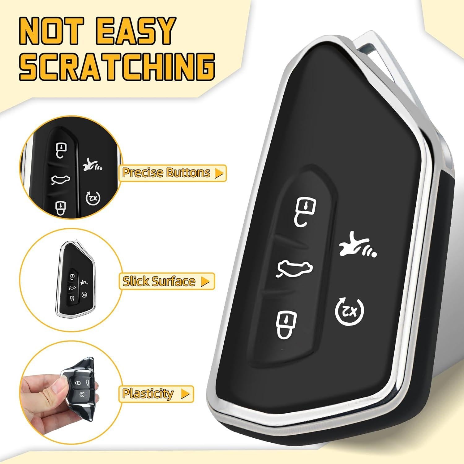 Cubierta de llavero Volkswagen FT FUNTOR 5 Botones TPU Negro