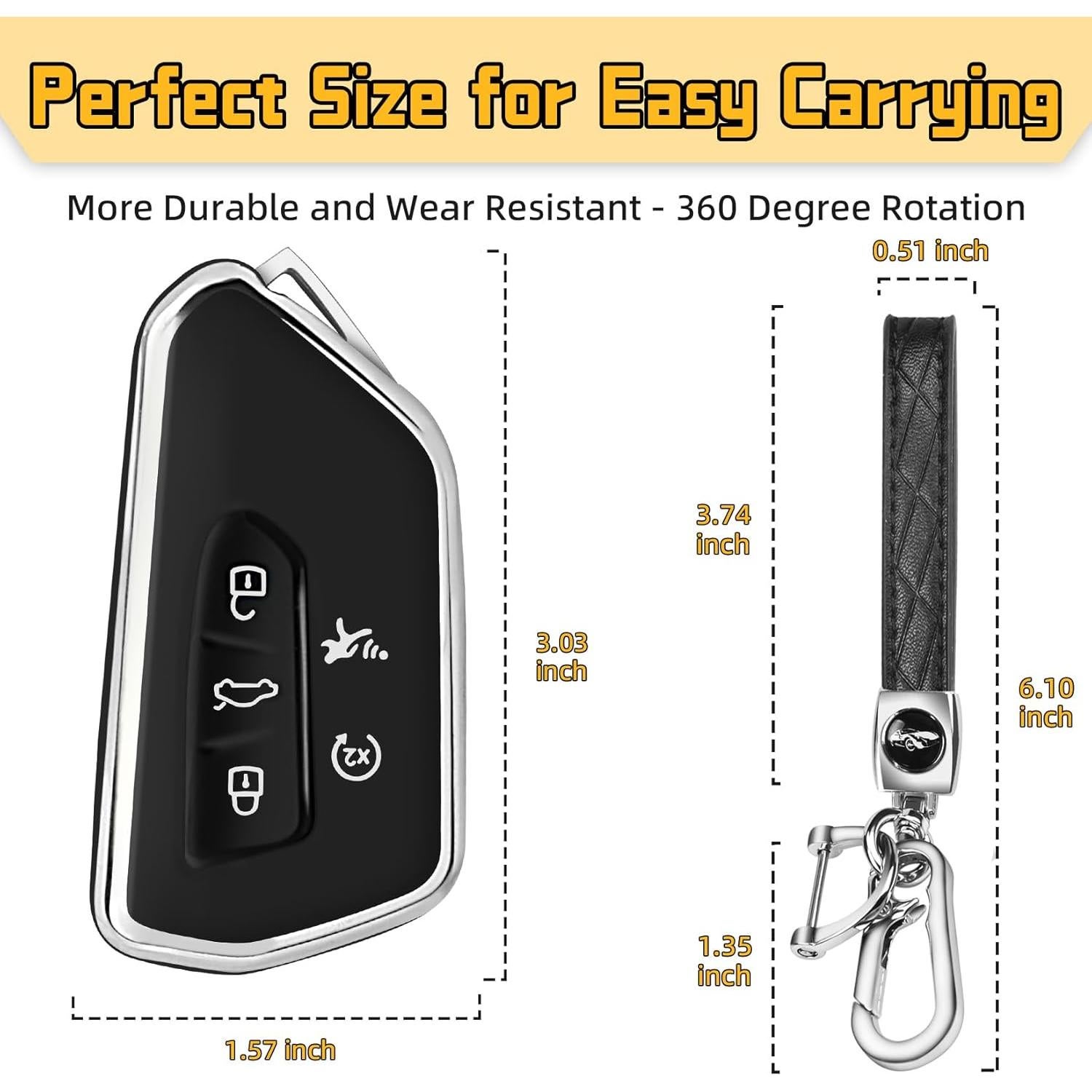 Cubierta de llavero Volkswagen FT FUNTOR 5 Botones TPU Negro