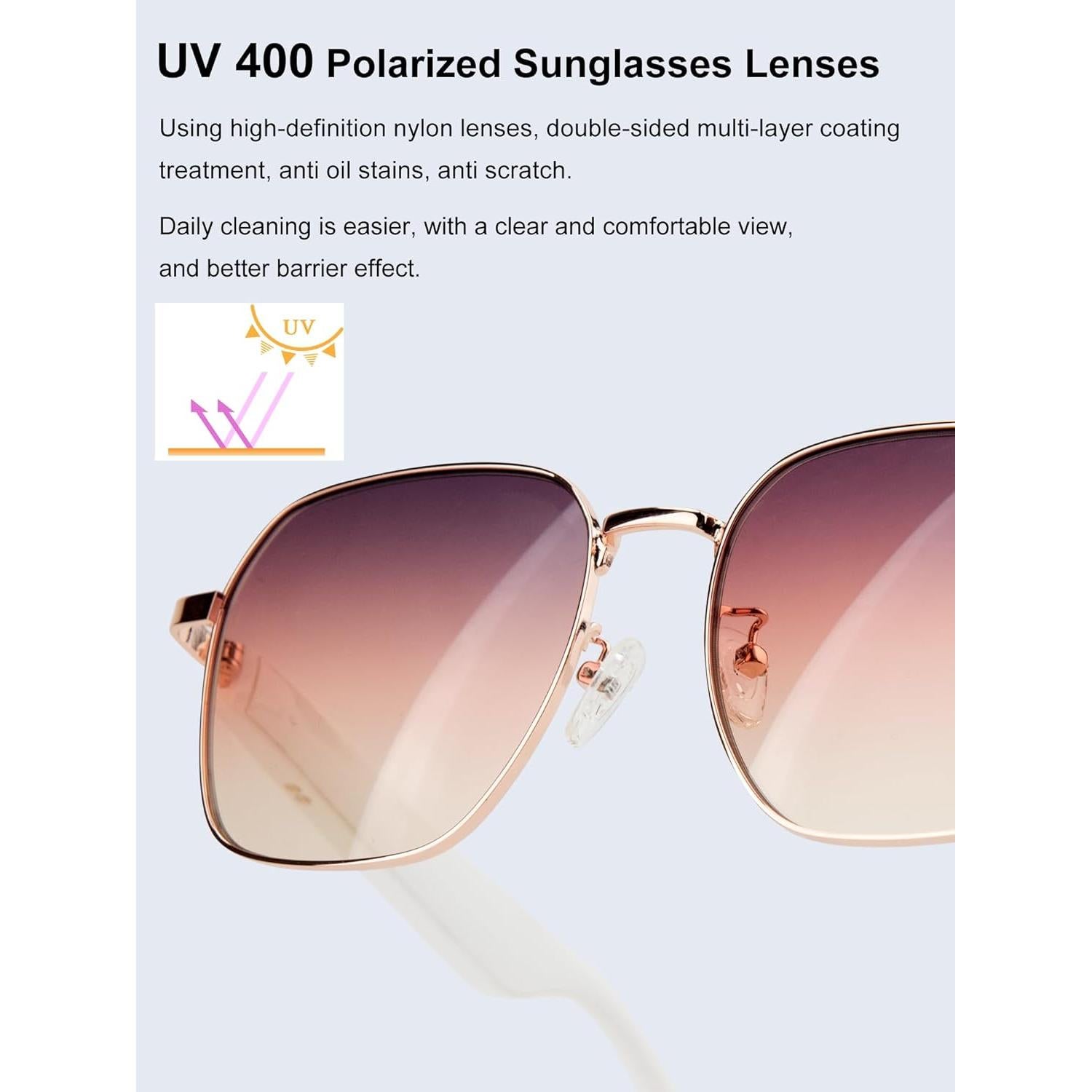 Gafas Inteligentes TZLQAYS Rosa Polarizadas Bluetooth 5.4