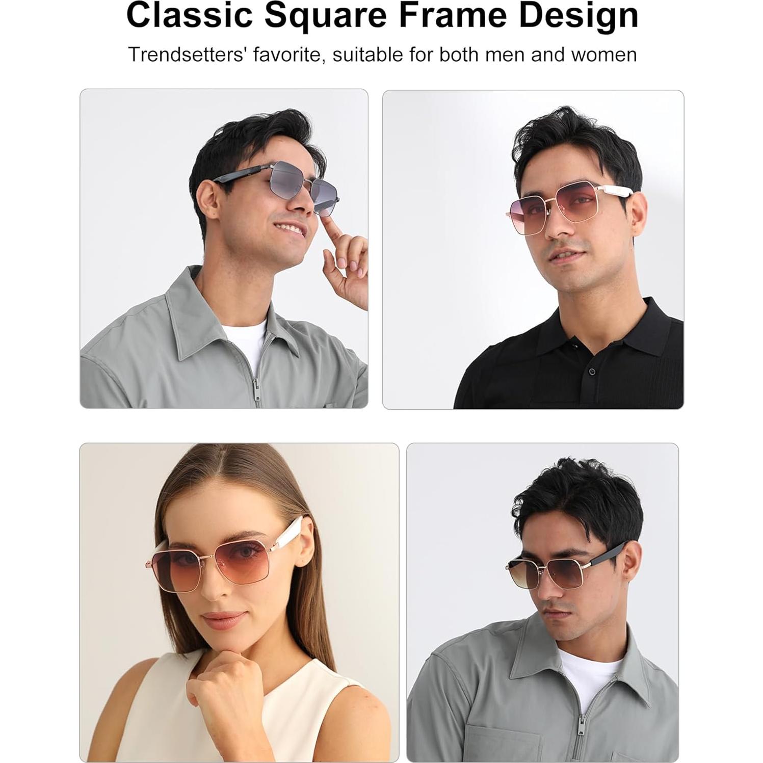 Gafas Inteligentes TZLQAYS Rosa Polarizadas Bluetooth 5.4