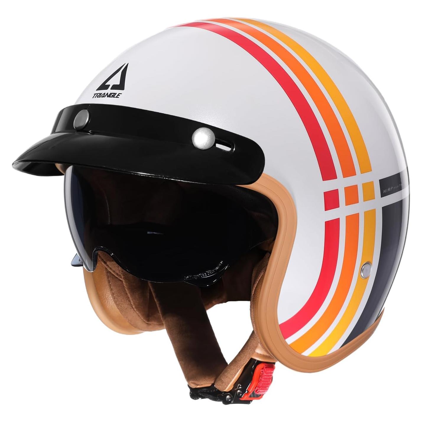 Casco de Moto TRIANGLE B206 Retro 3/4 Ajustable Blanco