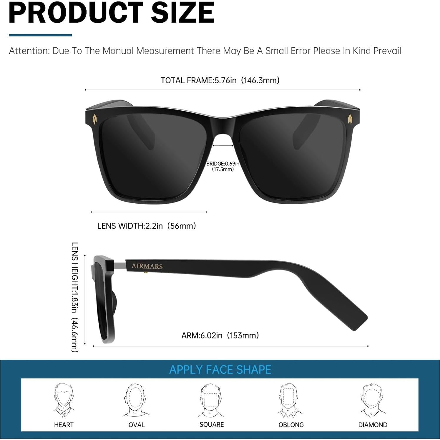 Gafas de Sol Inteligentes AIRMARS Bluetooth 5.4 UV Unisex